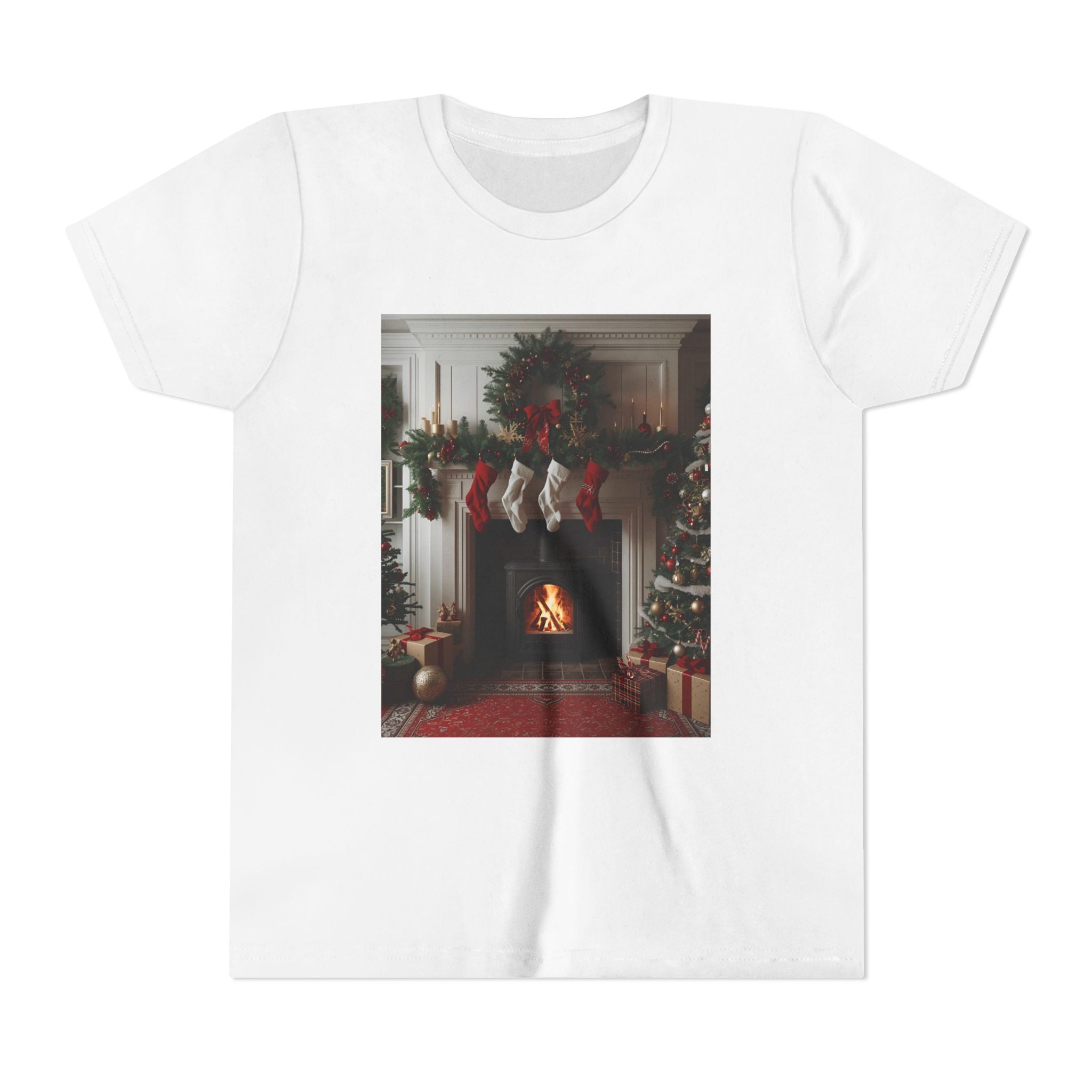 Cozy Christmas Youth Tee, Holiday Gift for Kids, Festive Short Sleeve Shirt, Winter Wear, Family Photos, Christmas Apparel
