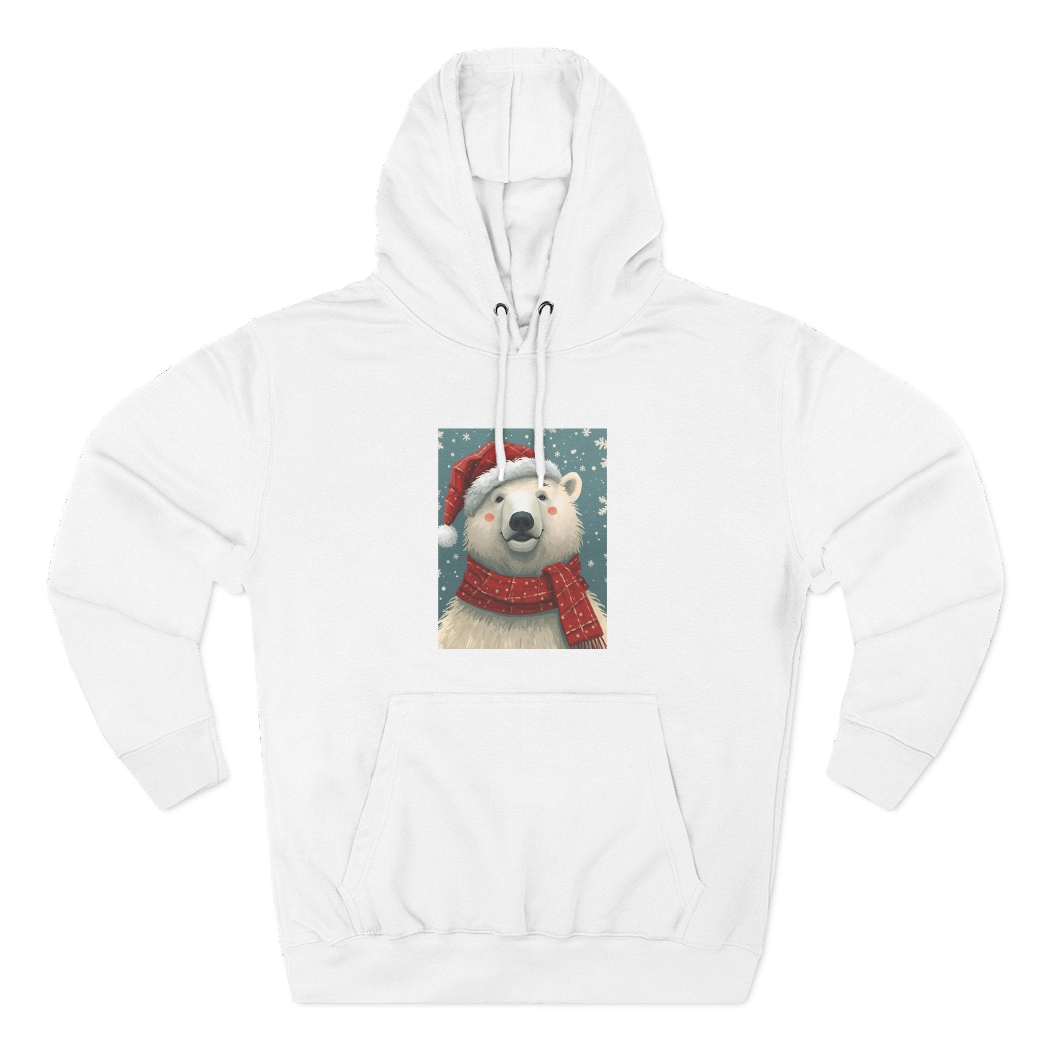Cozy Polar Bear Holiday Hoodie, Winter Fleece Sweatshirt, Christmas Gift, Cute Animal Hoodie, Festive Apparel, Seasonal Wear