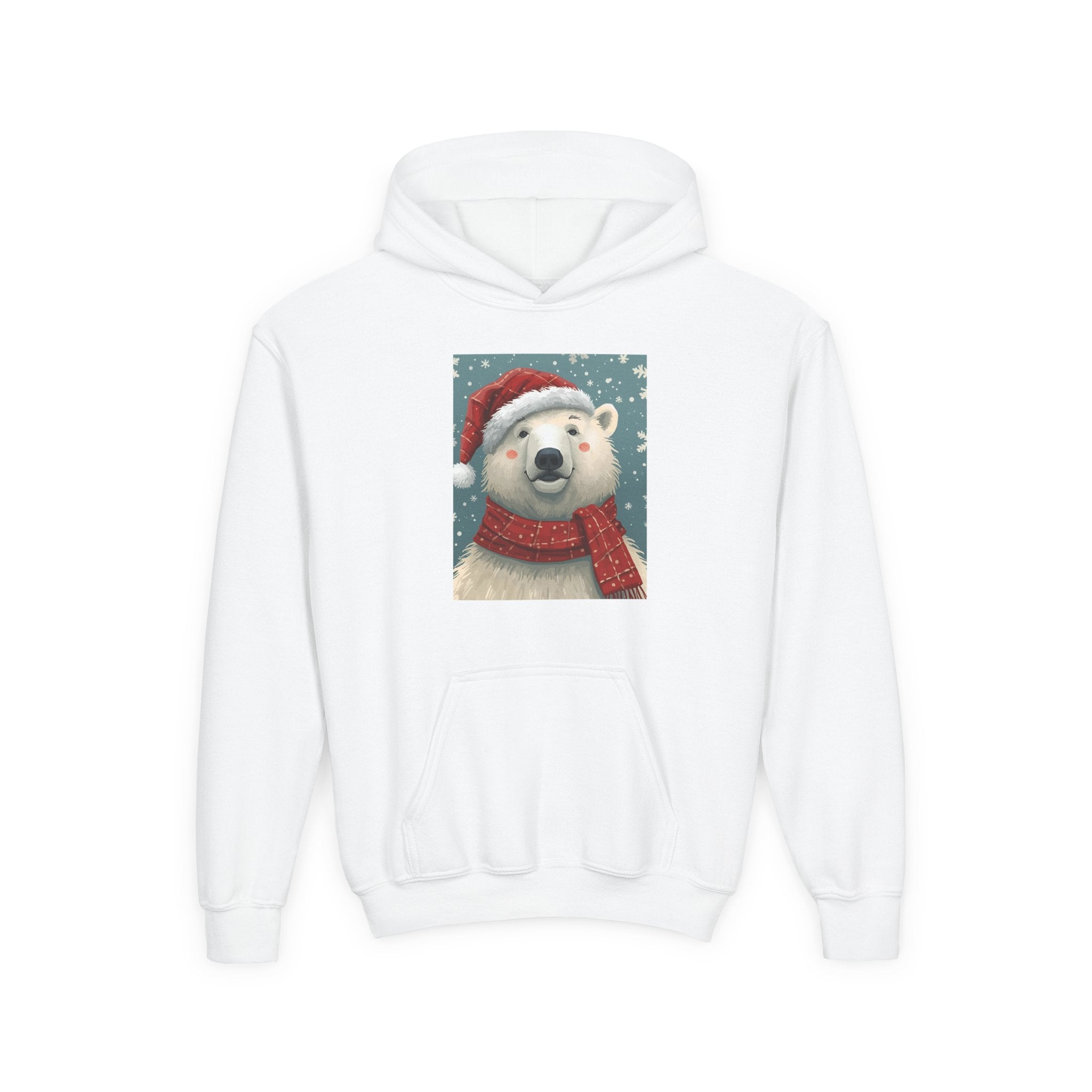 Cozy Polar Bear Christmas Hoodie, Holiday Sweatshirt for Kids, Winter Wear, Gift Idea, Cute Kids Hooded Sweatshirt
