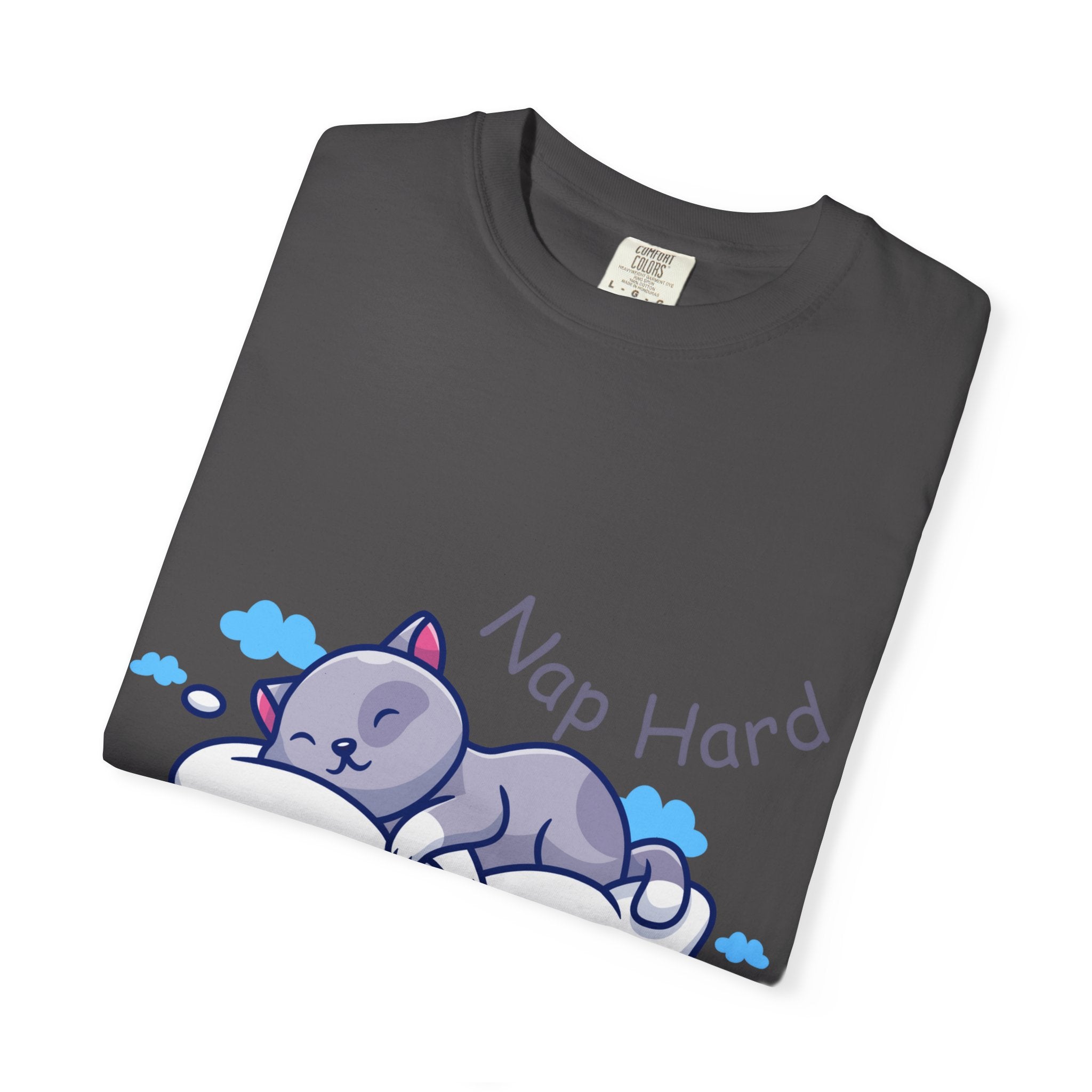 Cat Nap Graphic T-shirt, Cute Cat Tee, Relaxed Fit Apparel, Gift for Cat Lovers, Cozy Lounge Wear, Funny Pet Humor Top