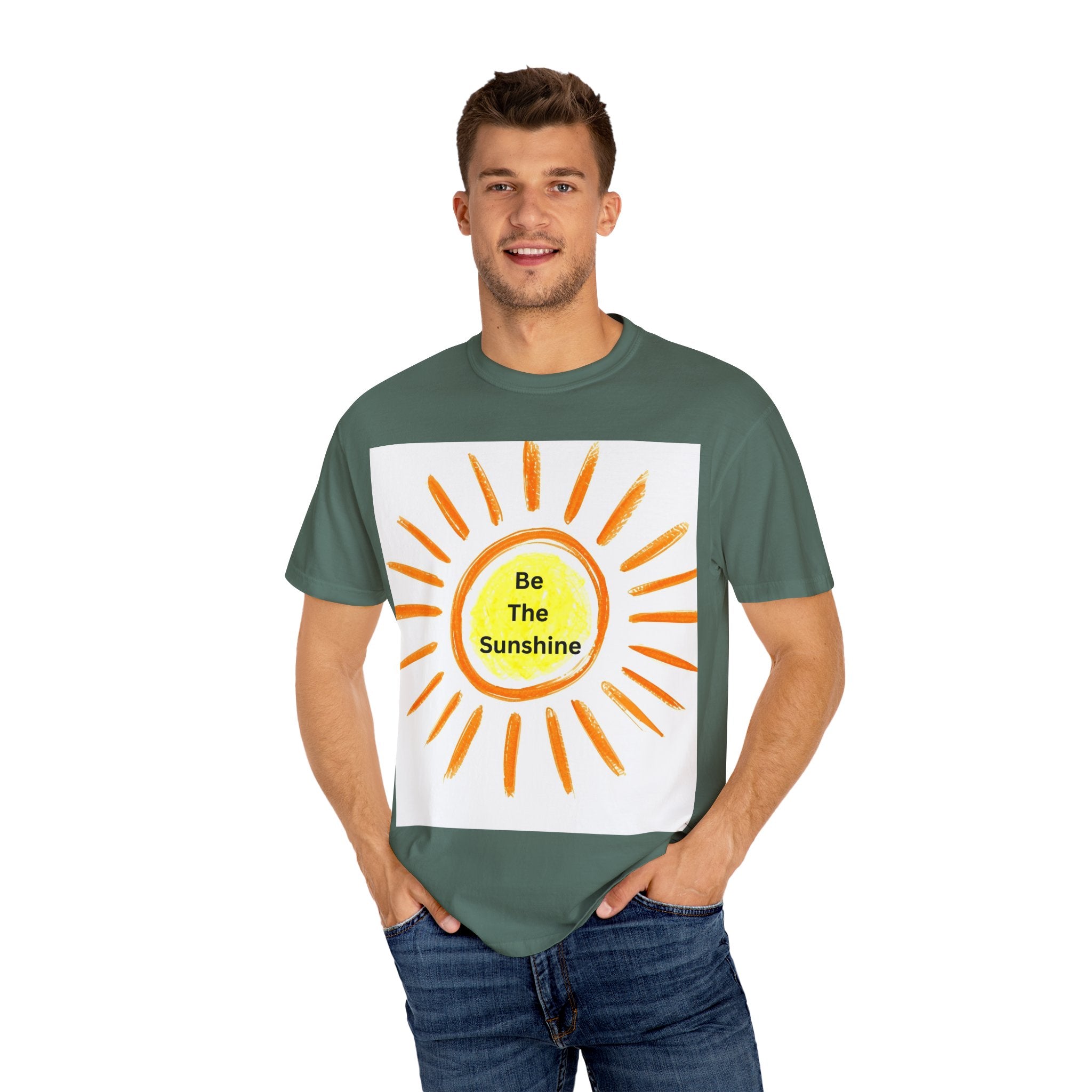 Be The Sunshine Unisex Garment-Dyed T-shirt, Summer Tee, Gift for Her, Cheerful Graphic Shirt, Fun Casual Wear, Sunshine Lover Apparel