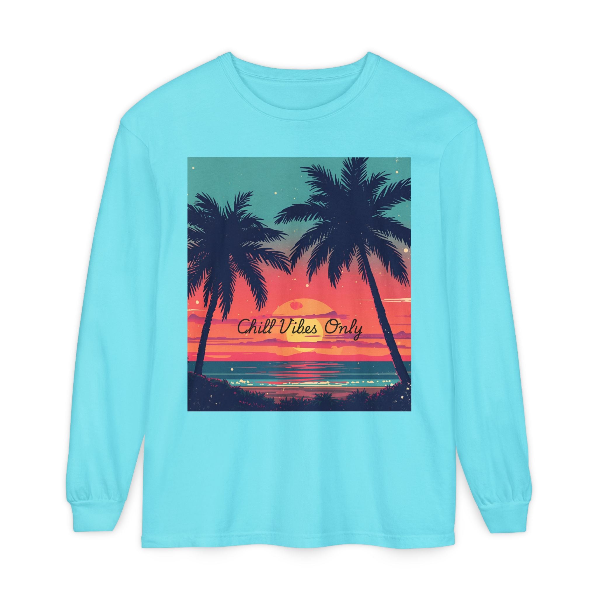 Tropical Sunset Unisex Garment-dyed Long Sleeve T-Shirt