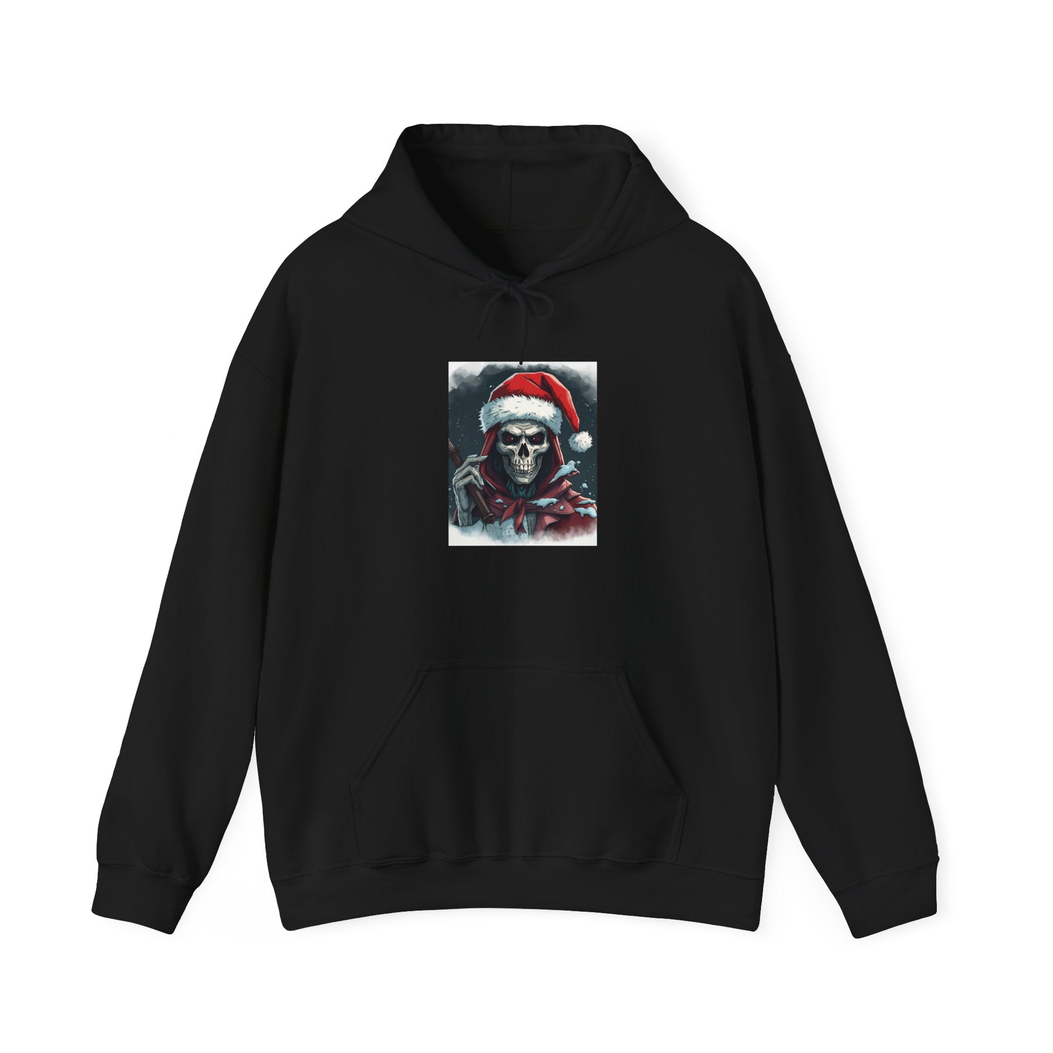 Santa Skull Hoodie, Unisex Heavy Blend Sweatshirt, Halloween Christmas Gift, Cozy Holiday Apparel, Unique Graphic Sweatshirt