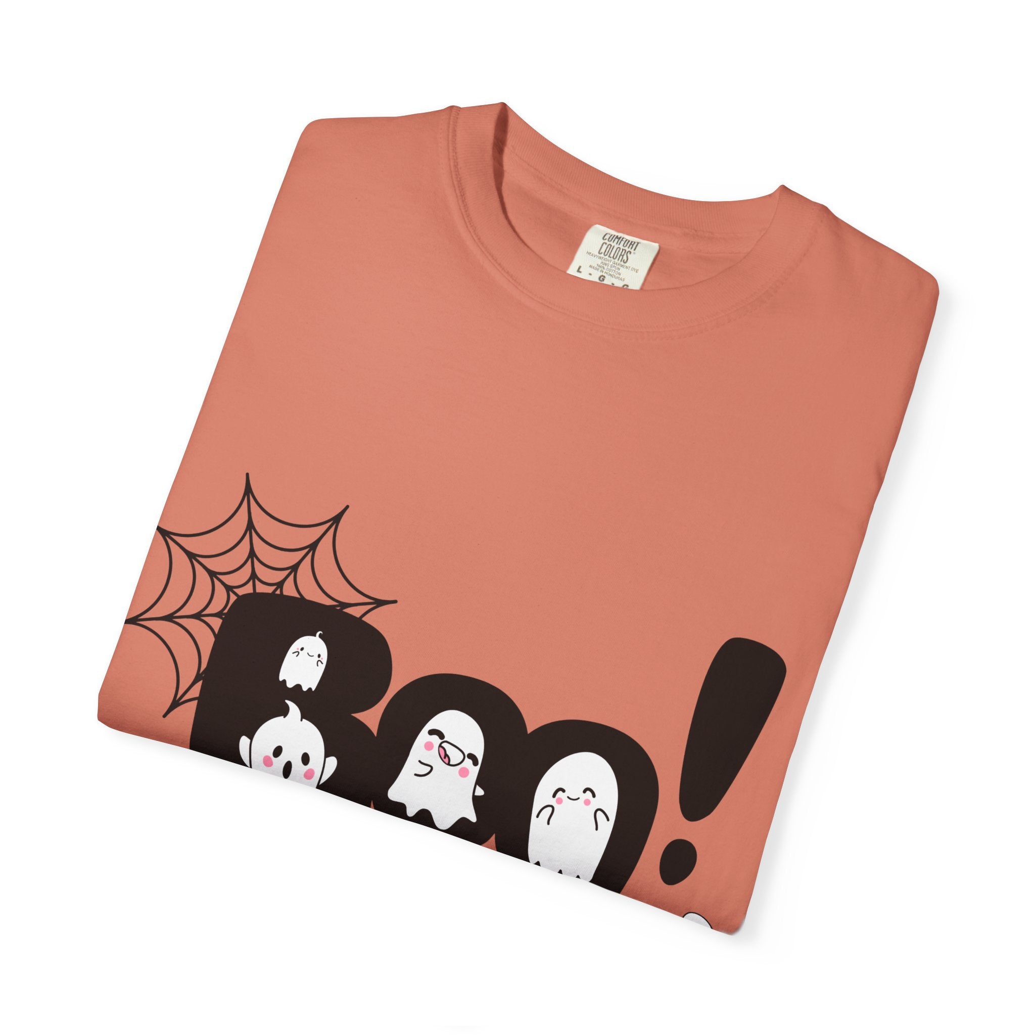Halloween Boo T-Shirt, Unisex Garment-Dyed Tee, Spooky Costume, Fall Apparel, Trick or Treat Shirt, Ghost Print Top