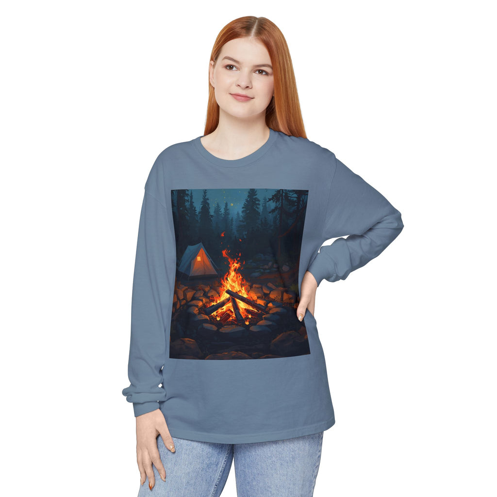 Camping Vibes Long Sleeve T-Shirt | Outdoor Adventure Shirt, Cozy Gift for Campers, Bonfire, Nature Lovers, Unisex Tee
