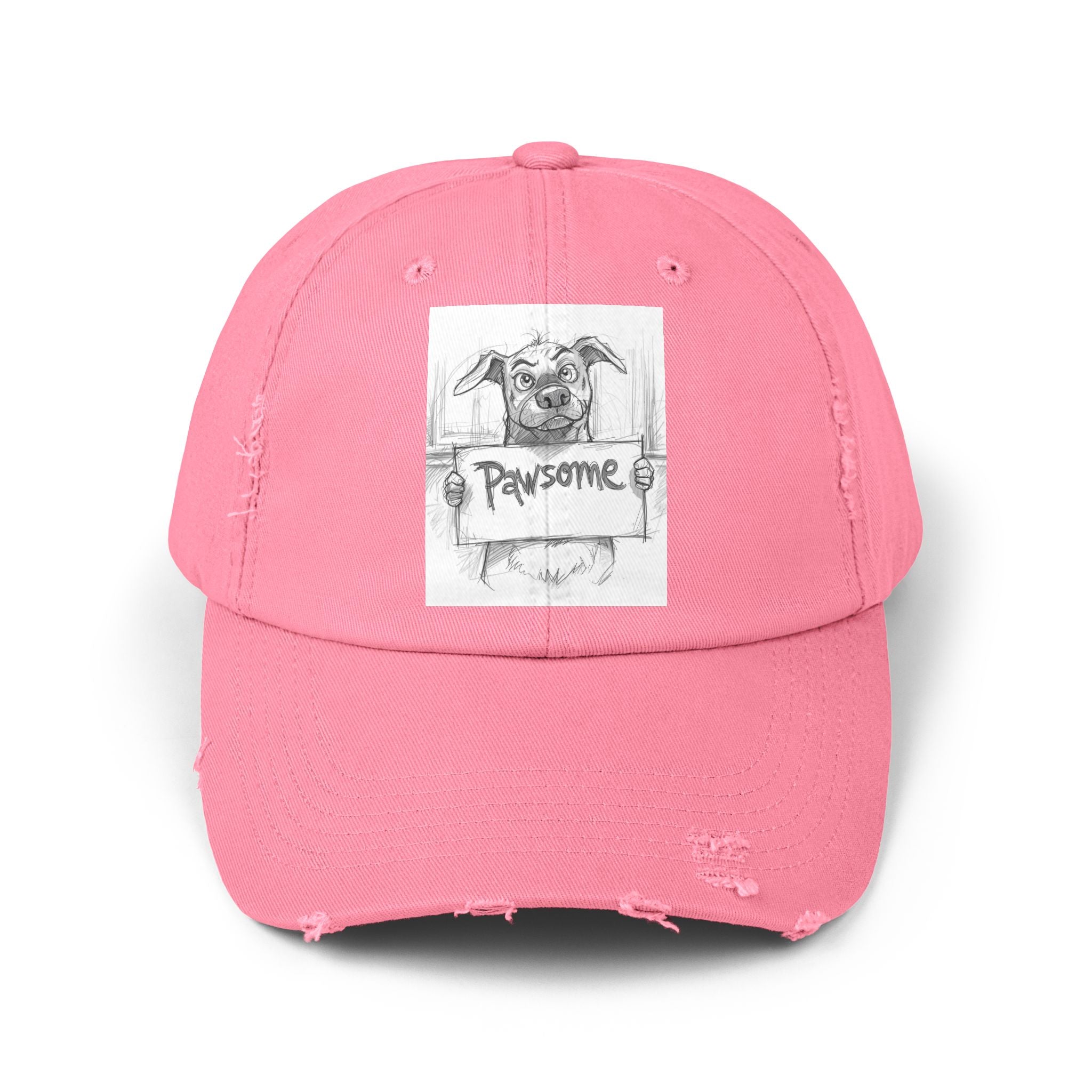 Pawsome Unisex Distressed Cap - Dog Lover Hat, Pet Gift, Casual Wear, Outdoor Accessory, Fun Pet-Themed Cap