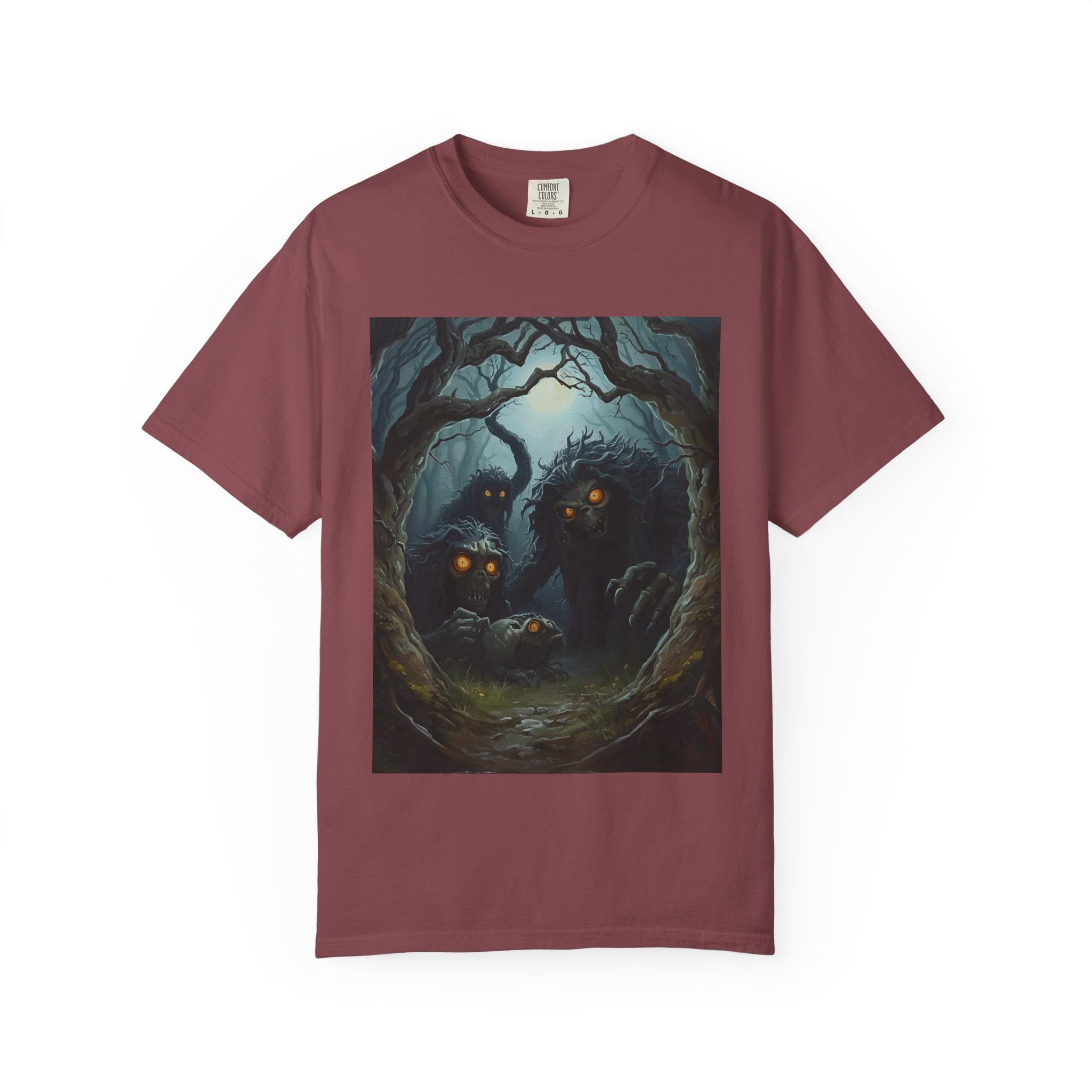 Spooky Mystical Forest T-Shirt | Unisex Garment-Dyed Tee for Nature Lovers | Perfect for Halloween, Casual Wear, Gift Idea