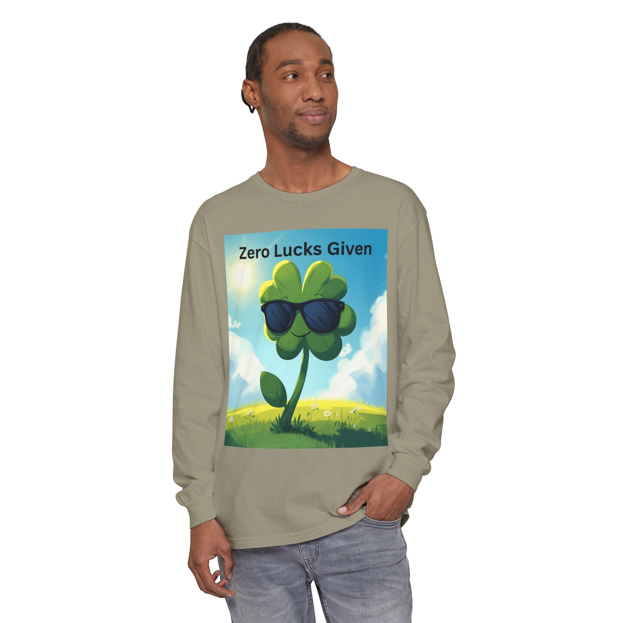 Zero Lucks Given Unisex Garment-dyed Long Sleeve T-Shirt