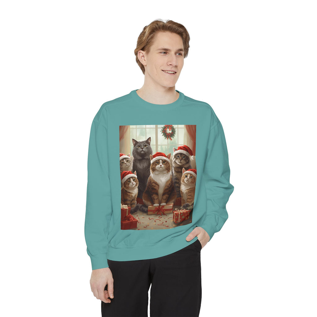 Cozy Holiday Cat Sweatshirt, Festive Sweatshirt for Cat Lovers, Christmas Gift for Pet Owners, Cute Cat Apparel, Winter Wardrobe Essential