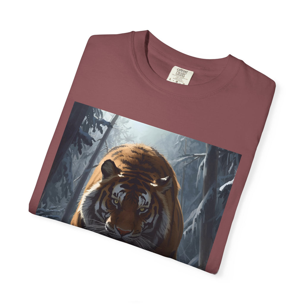 Tiger Roar Snow Unisex T-Shirt, Animal Lover Gift, Wildlife Tee, Casual Wear, Adventure Shirt, Nature Inspired Apparel
