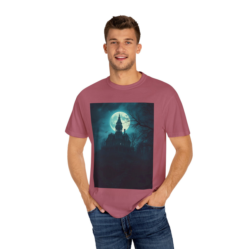 Haunted Moonlit Castle Unisex T-shirt, Gothic Tee, Halloween Apparel, Vintage Style Shirt, Alternative Fashion, Spooky Gift