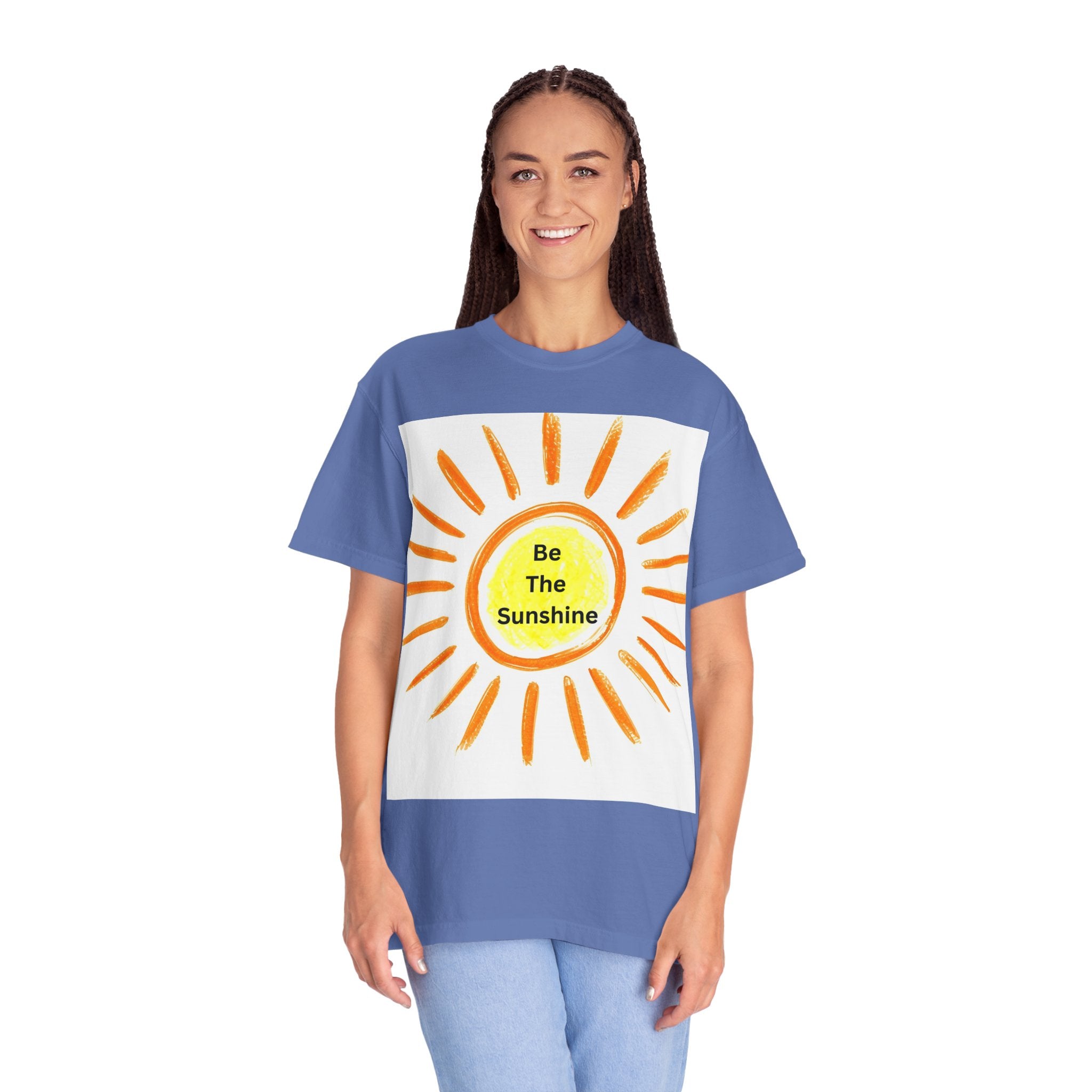 Be The Sunshine Unisex Garment-Dyed T-shirt, Summer Tee, Gift for Her, Cheerful Graphic Shirt, Fun Casual Wear, Sunshine Lover Apparel