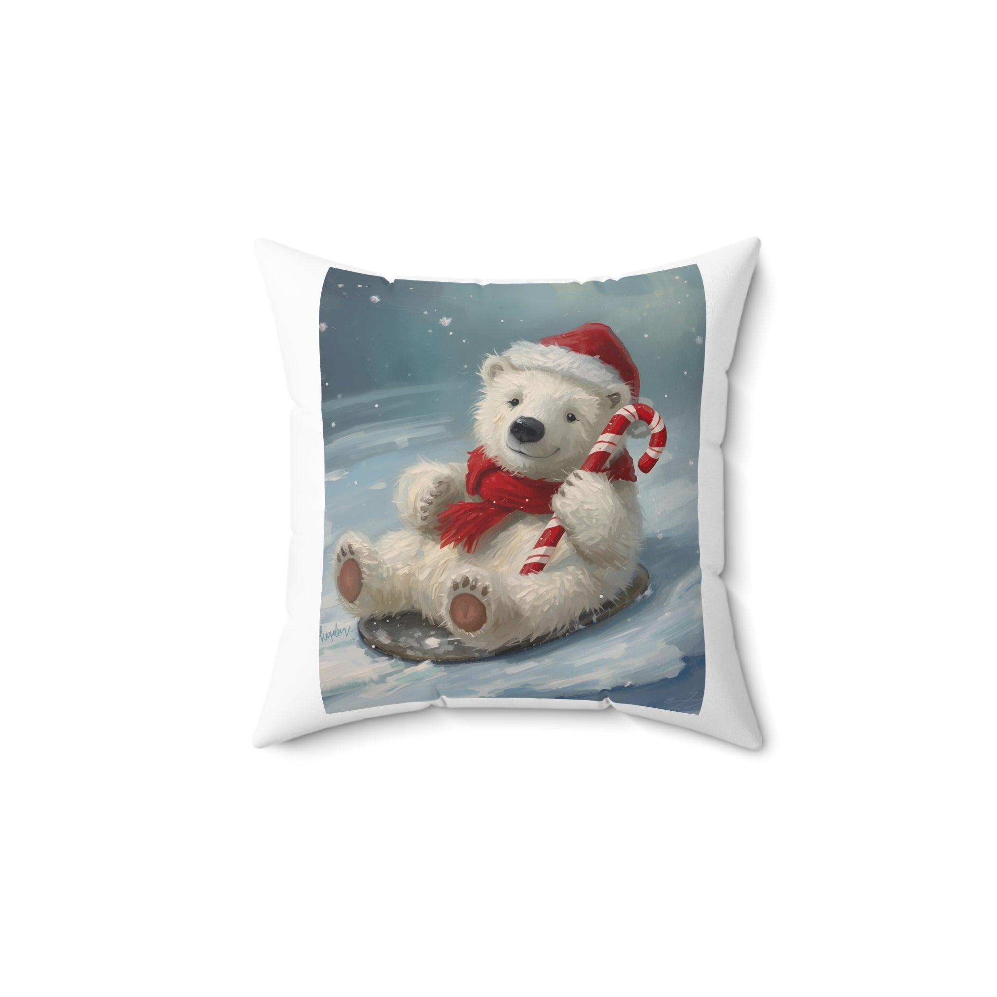 Cozy Holiday Polar Bear Pillow, Winter Decor, Christmas Gift, Plush Throw Pillow, Festive Home Accent