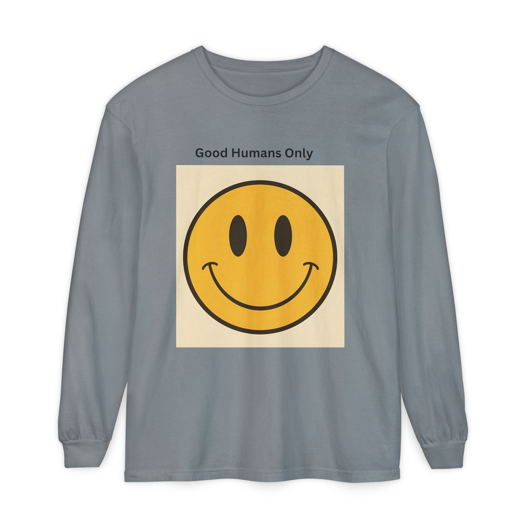 Smiley Face Unisex Garment-dyed Long Sleeve T-Shirt