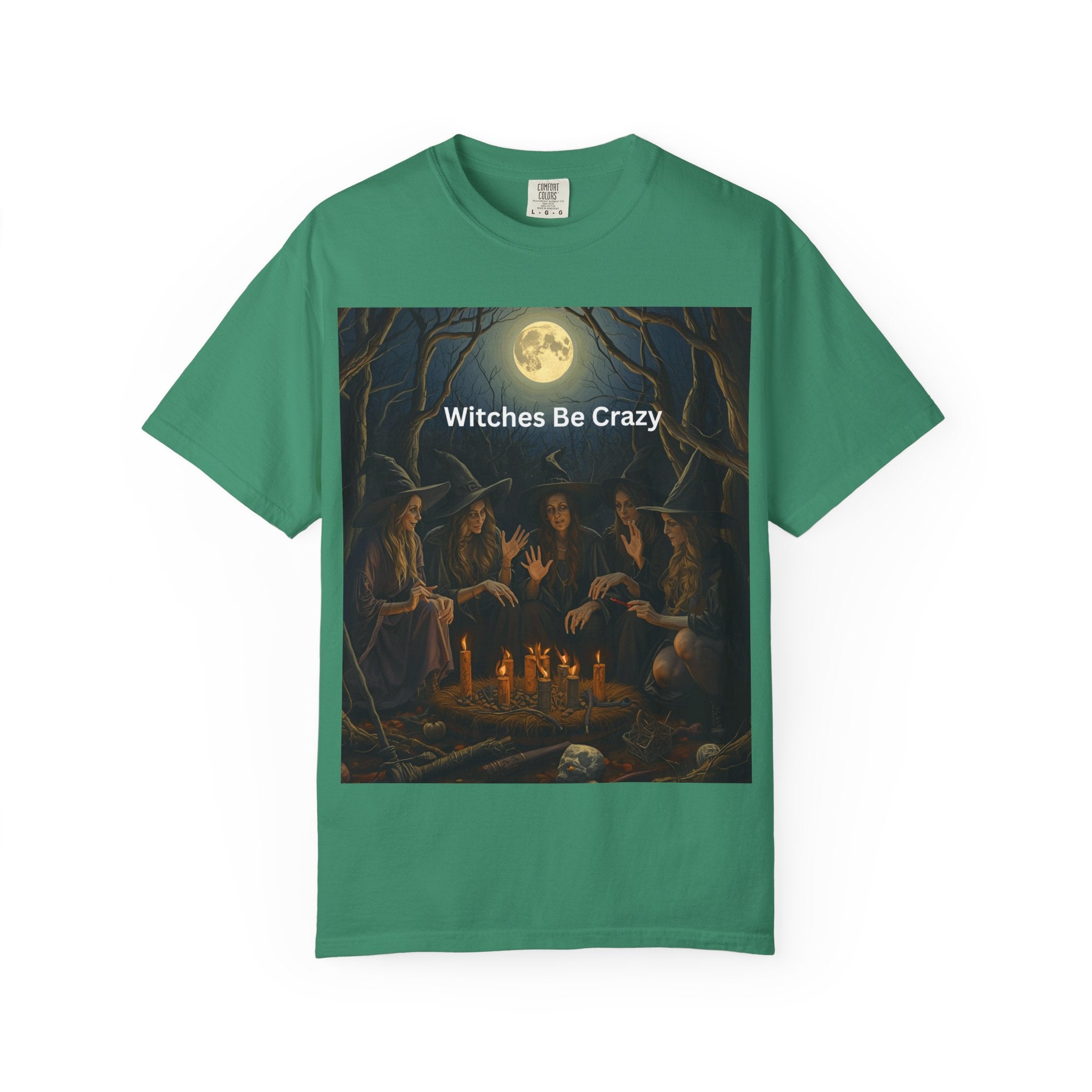 Spooky Halloween Witches Be Crazy T-shirt, Unisex Garment-Dyed Tee for Witchy Vibes, Halloween, Gift for Witches, Casual Wear, Cozy Outfit