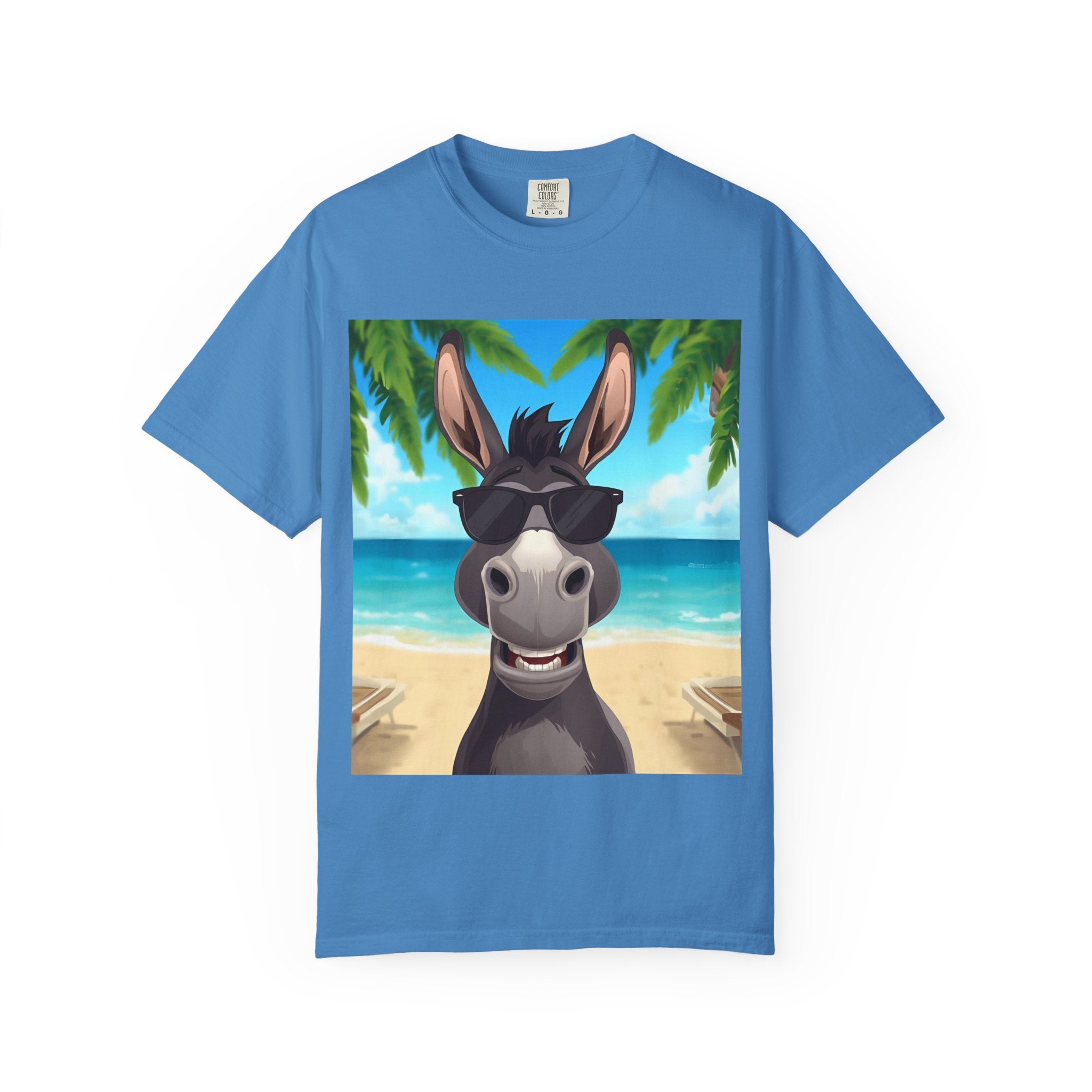 Chill Donkey Sunset T-Shirt, Unisex Summer Tee, Casual Beachwear, Gift for Animal Lovers, Fun Vacation Shirt