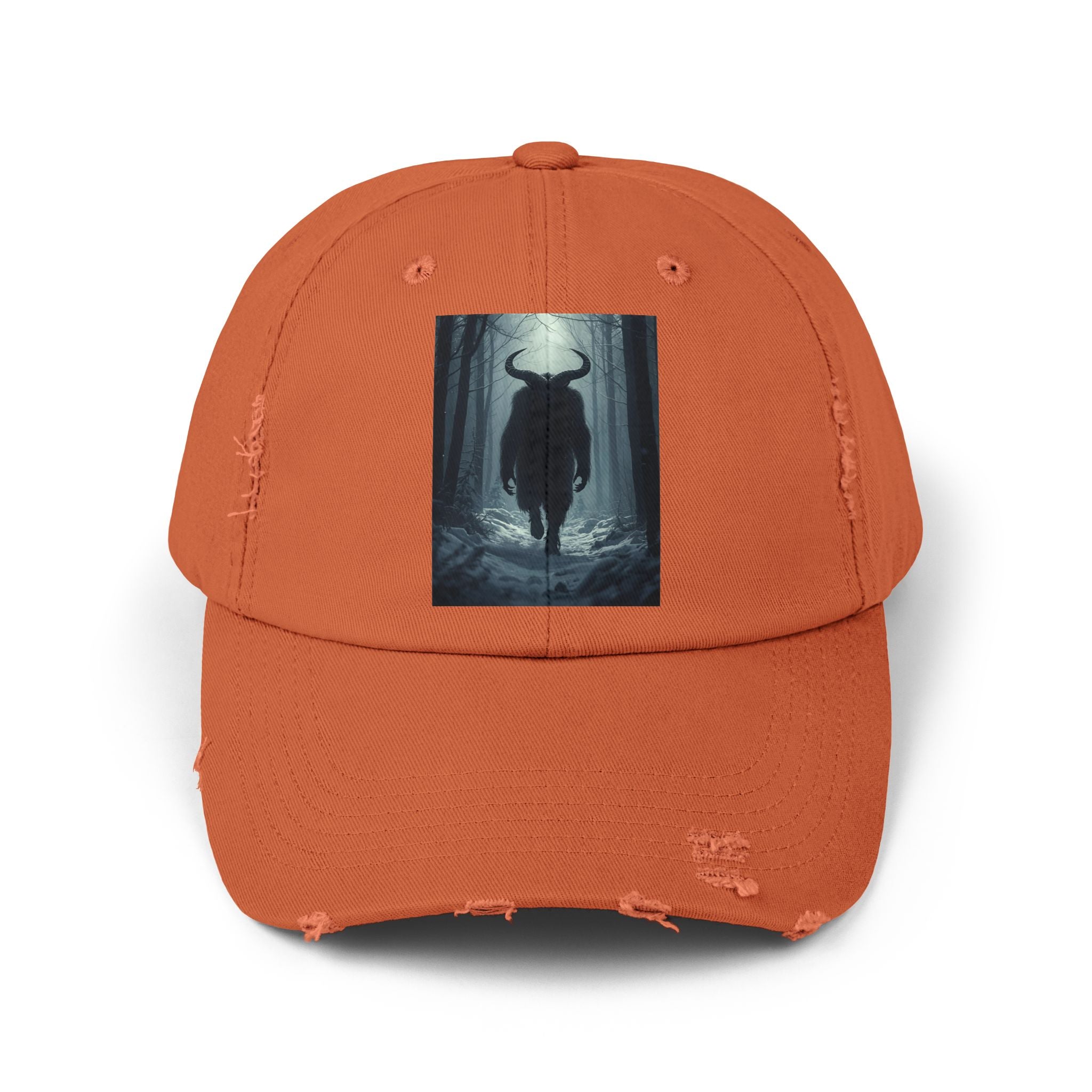 Spooky Forest Snow Creature Unisex Distressed Cap