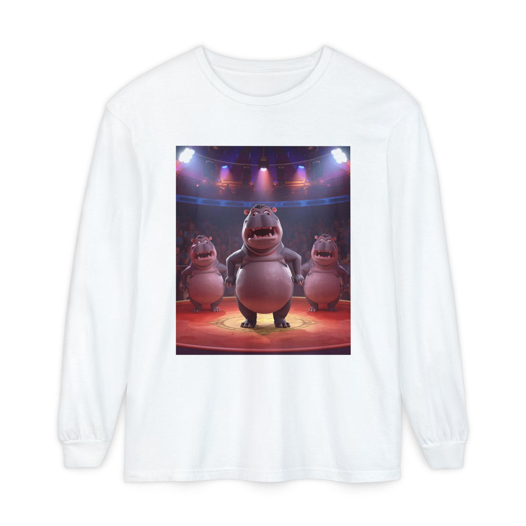 Hippo Funny Unisex Garment-dyed Long Sleeve T-Shirt