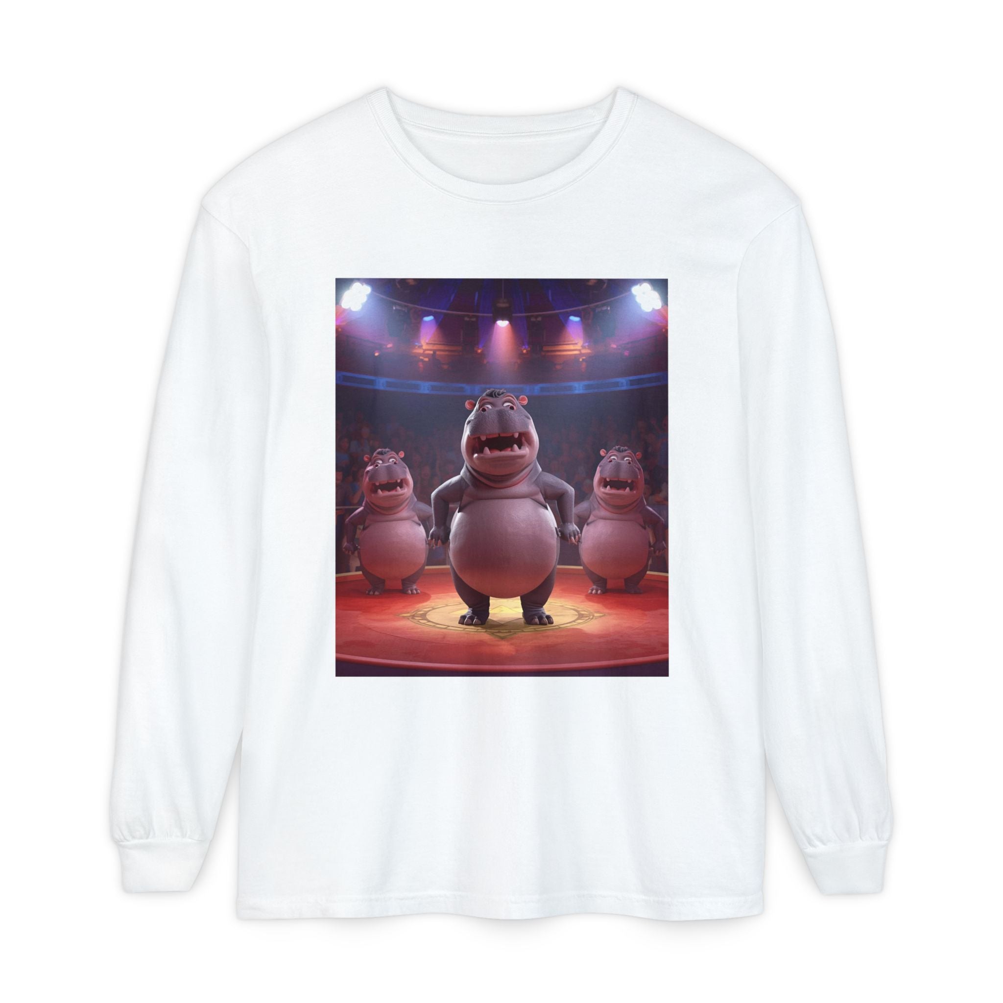 Hippo Funny Unisex Garment-dyed Long Sleeve T-Shirt
