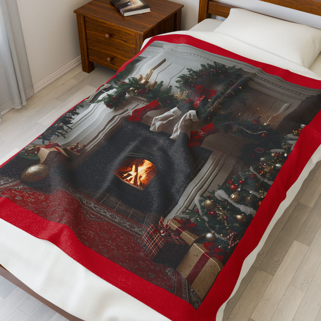 Cozy Velveteen Plush Blanket | Holiday Decor Couch Throw, Christmas Gift, Soft Luxury Blanket, Warm Home Accent, Seasonal Snuggle