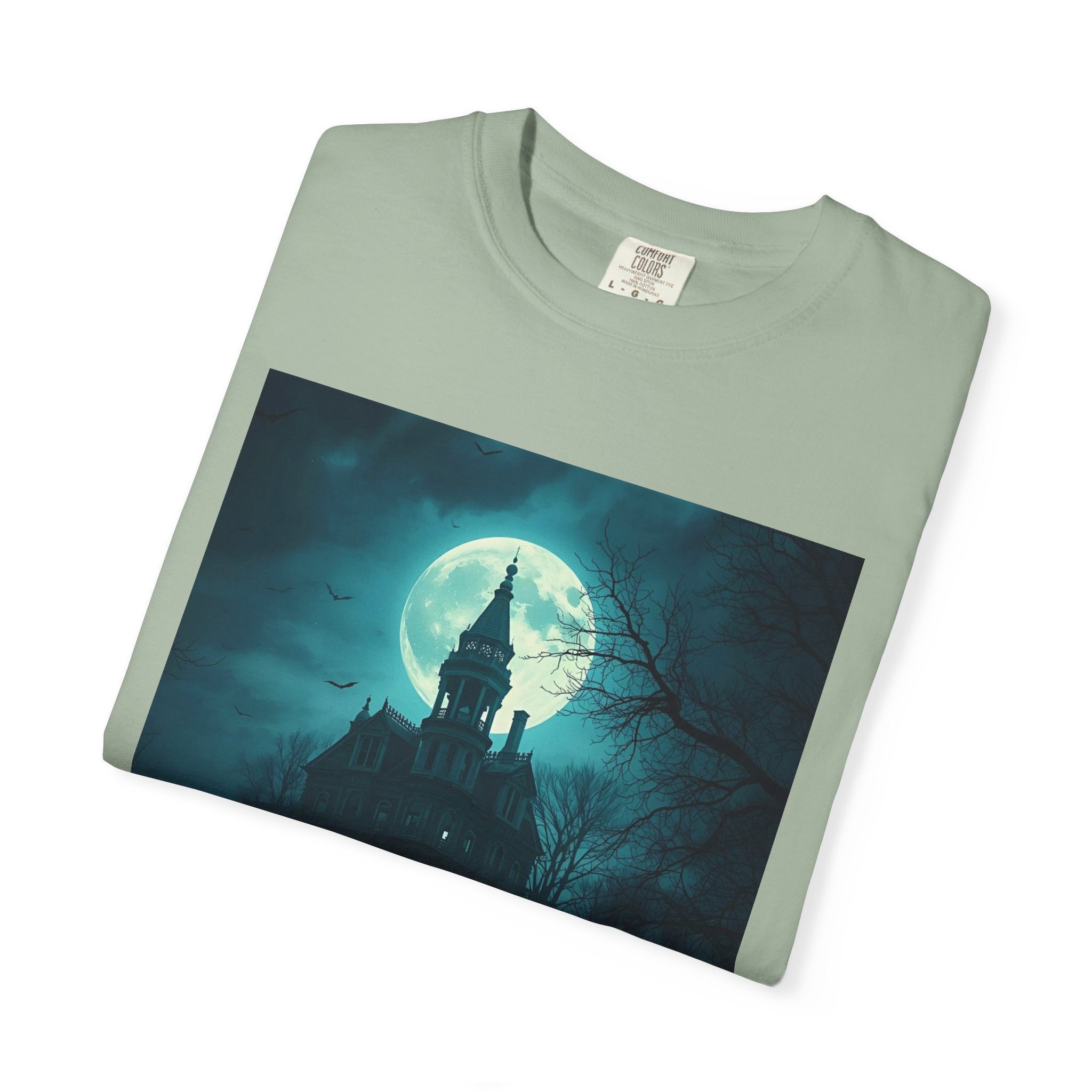 Haunted Moonlit Castle Unisex T-shirt, Gothic Tee, Halloween Apparel, Vintage Style Shirt, Alternative Fashion, Spooky Gift