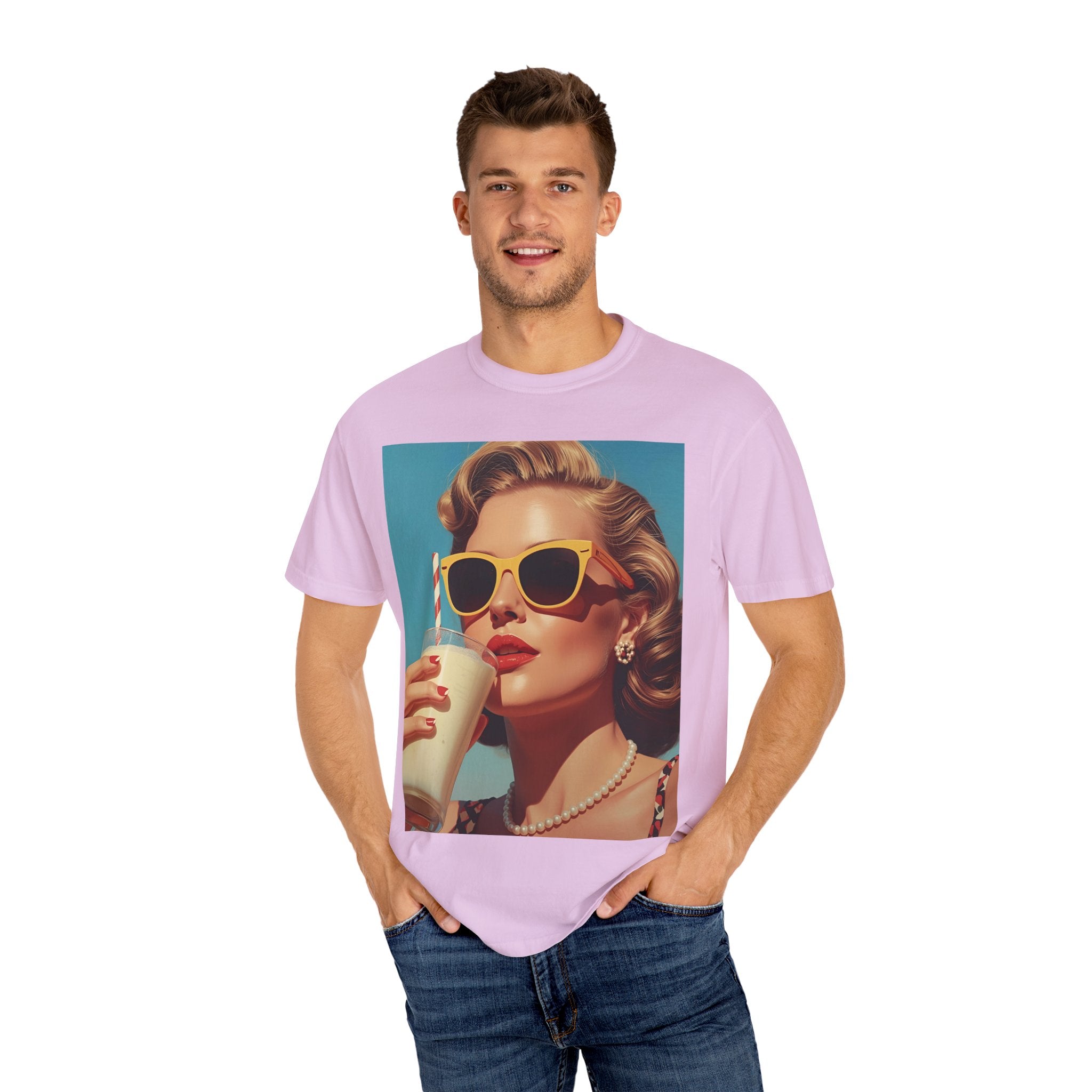Retro Pop Art Summer Vibe T-shirt | Unisex Garment-Dyed Tee, Vintage Style Shirt, Trendy Summer Wear, Perfect Gift for Her, Casual Everyday Top