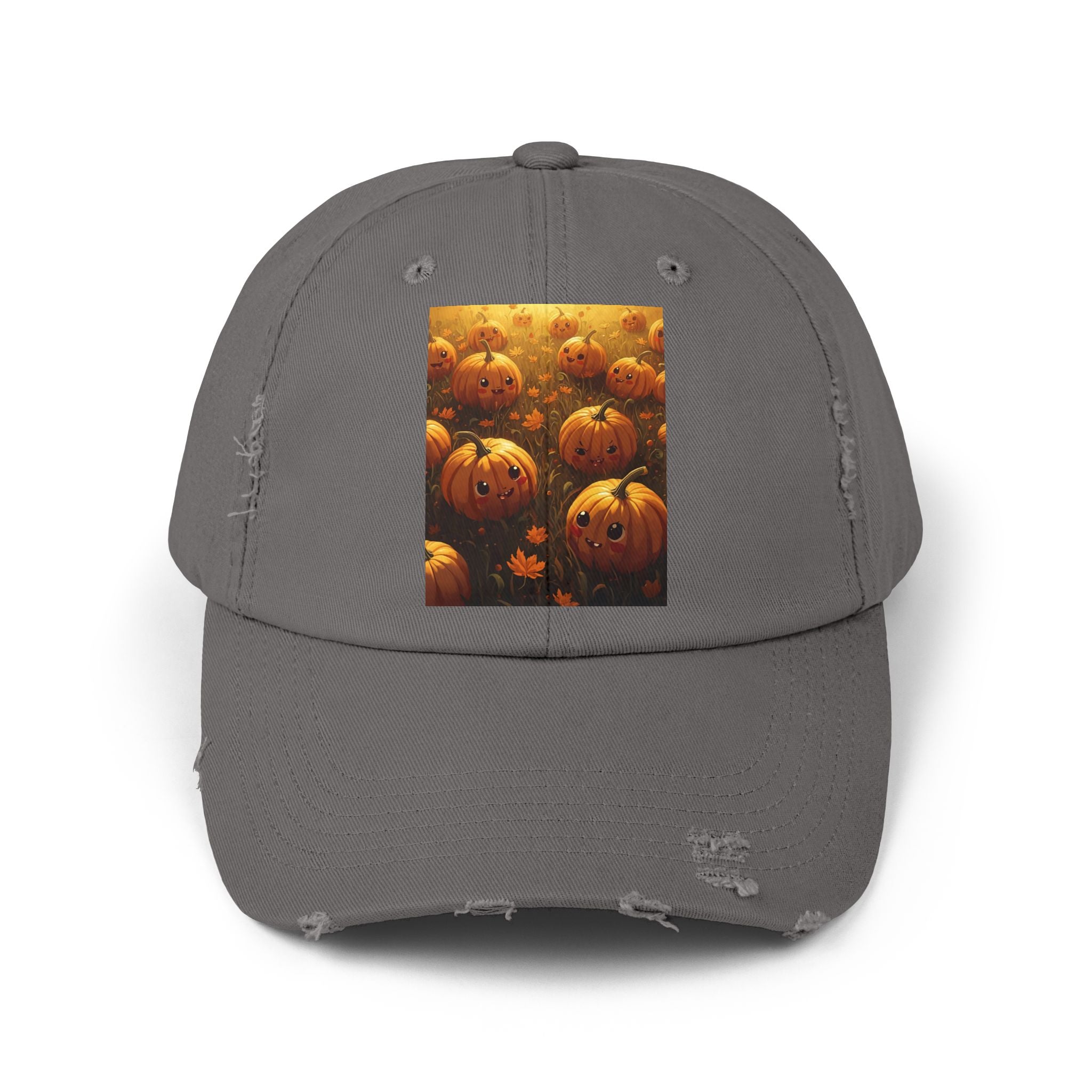 Unisex Distressed Pumpkin Cap, Vintage Halloween Hat, Fall Fashion Accessory, Casual Everyday Wear, Gift for Pumpkin Lovers