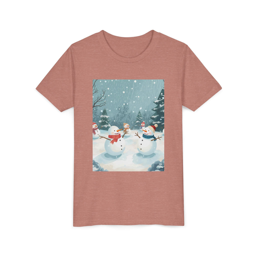 Festive Christmas Snowman Youth Short Sleeve Tee