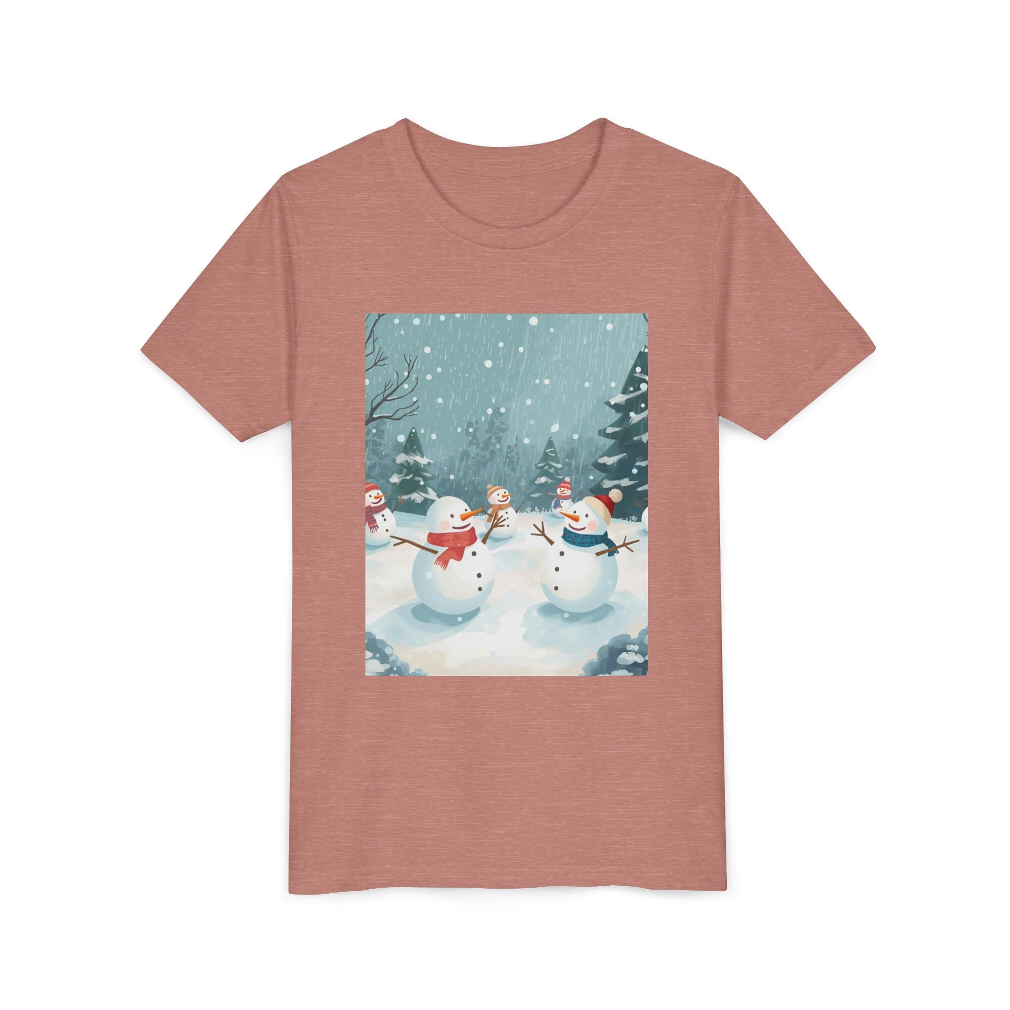 Festive Christmas Snowman Youth Short Sleeve Tee