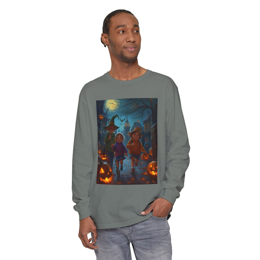 Halloween Themed Unisex Long Sleeve T-Shirt, Spooky Autumn Apparel, Trick-or-Treat Shirt, Fall Fashion, Casual Halloween Outfits