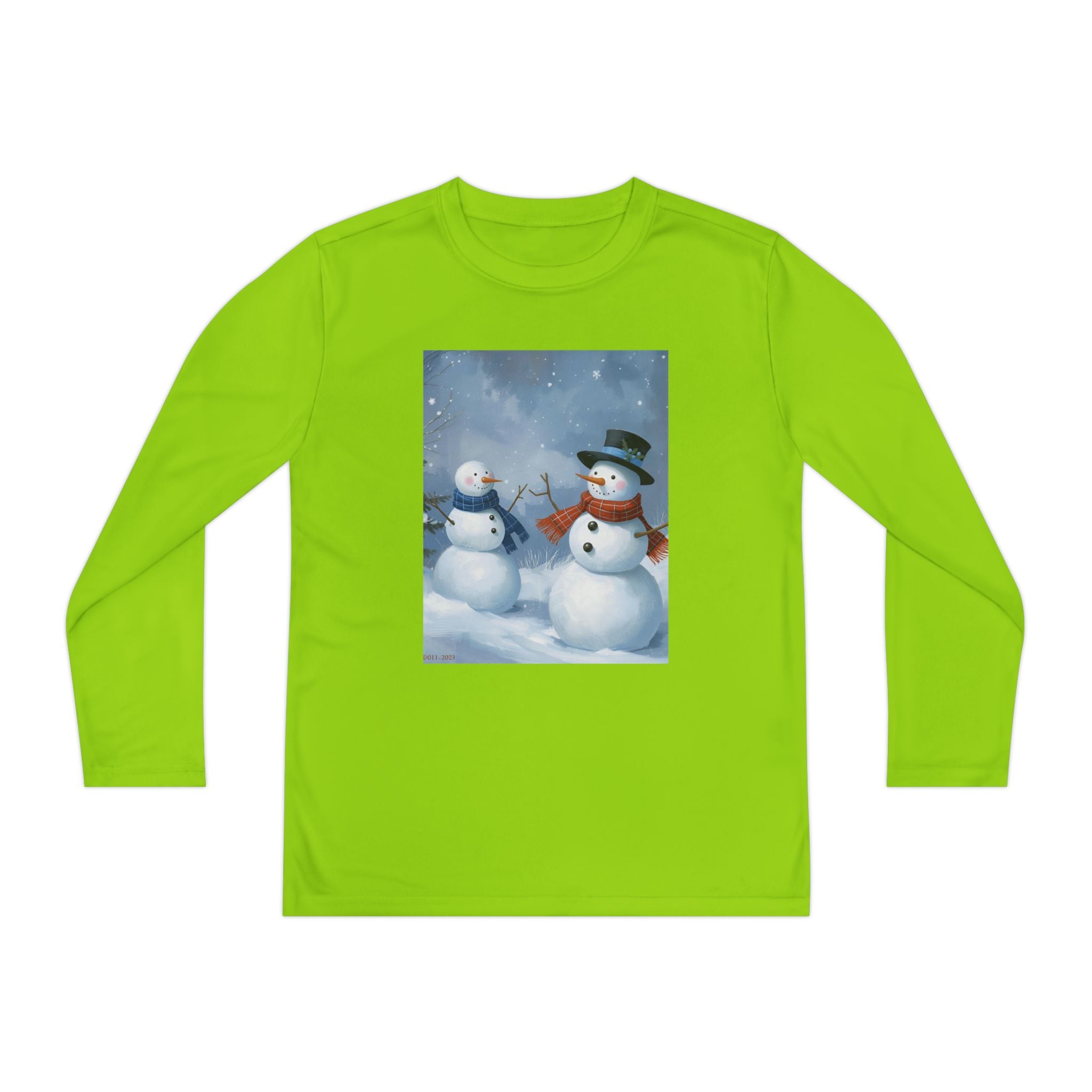 Christmas Snowman Family Youth Long Sleeve Competitor Tee