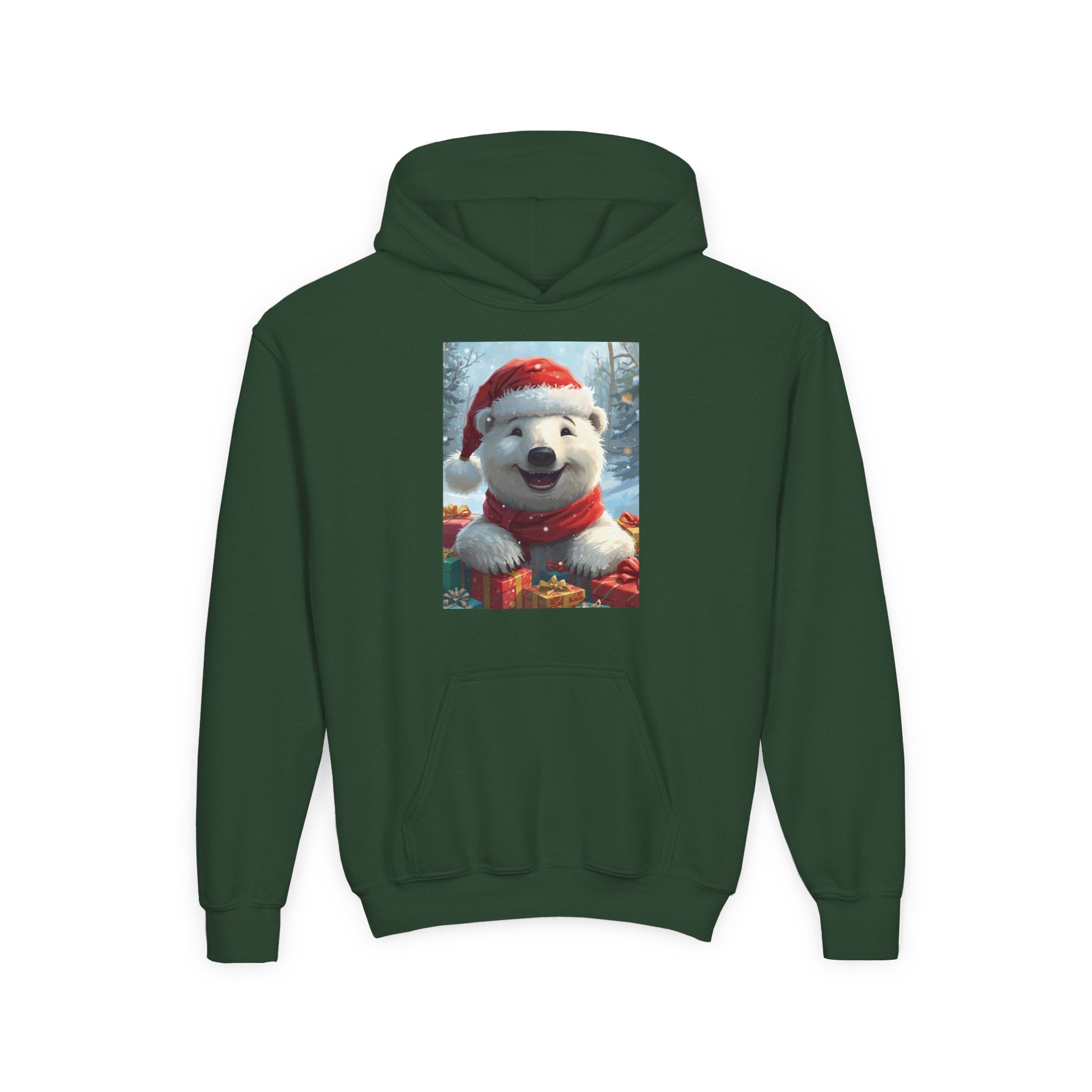Christmas Bear Youth Heavy Blend Hooded Sweatshirt