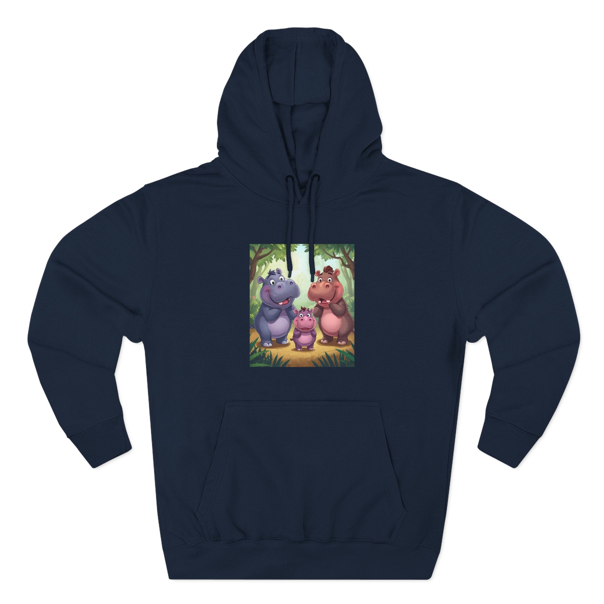 Hippo Cute Three-Panel Fleece Hoodie