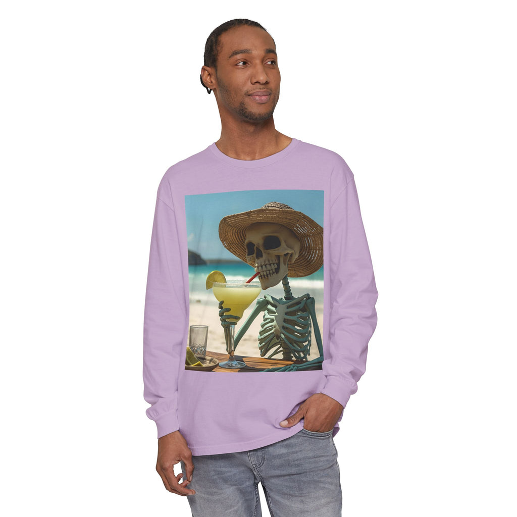 Chill Vibes Skeleton Unisex Garment-dyed Long Sleeve T-Shirt