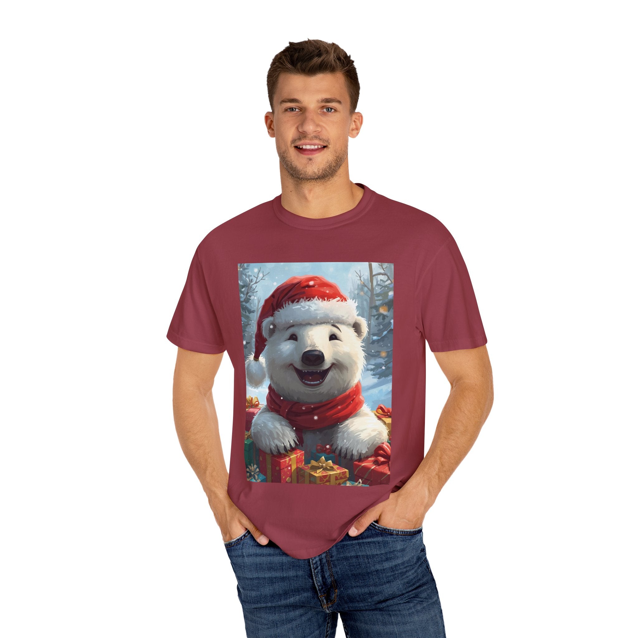 Christmas Polar Bear T-shirt, Holiday Tee, Unisex Gift Shirt, Winter Apparel, Cute Animal T-shirt