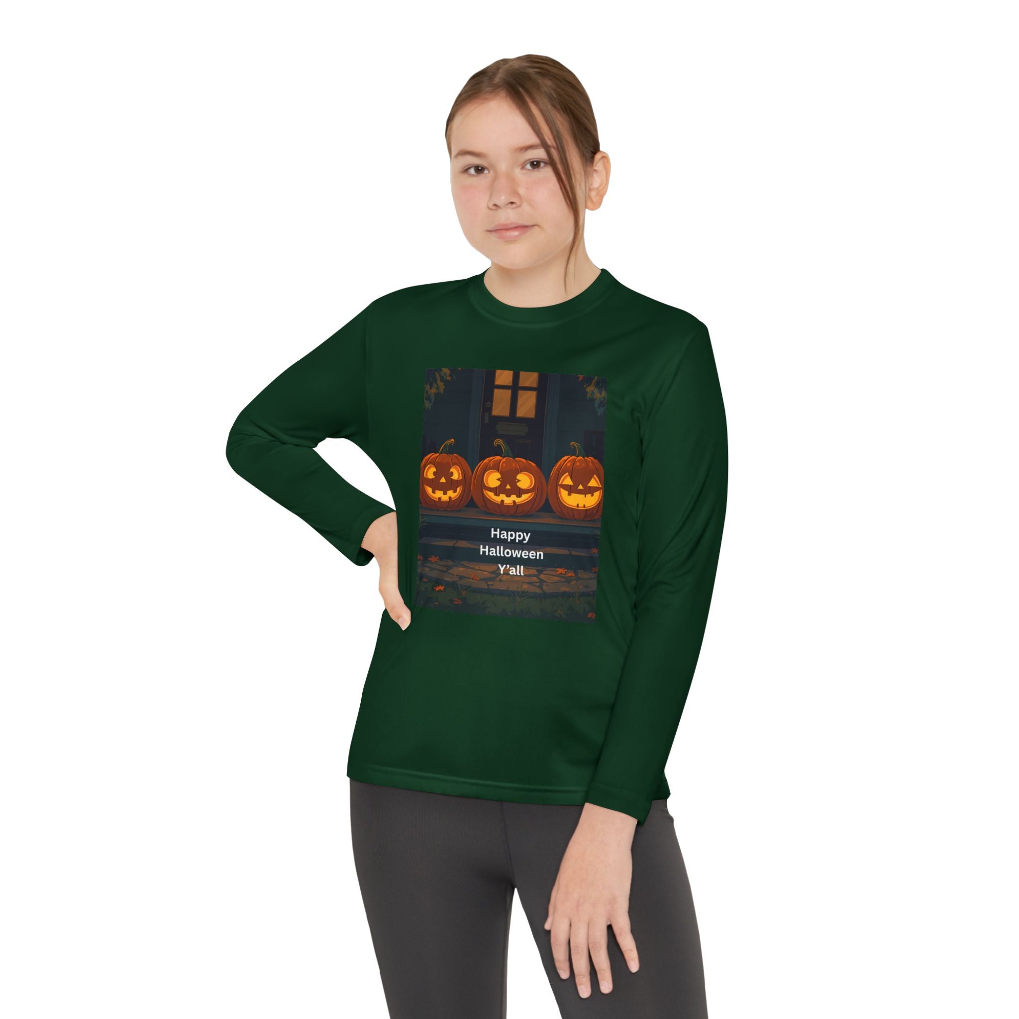 Halloween Pumpkin Youth Long Sleeve Competitor Tee