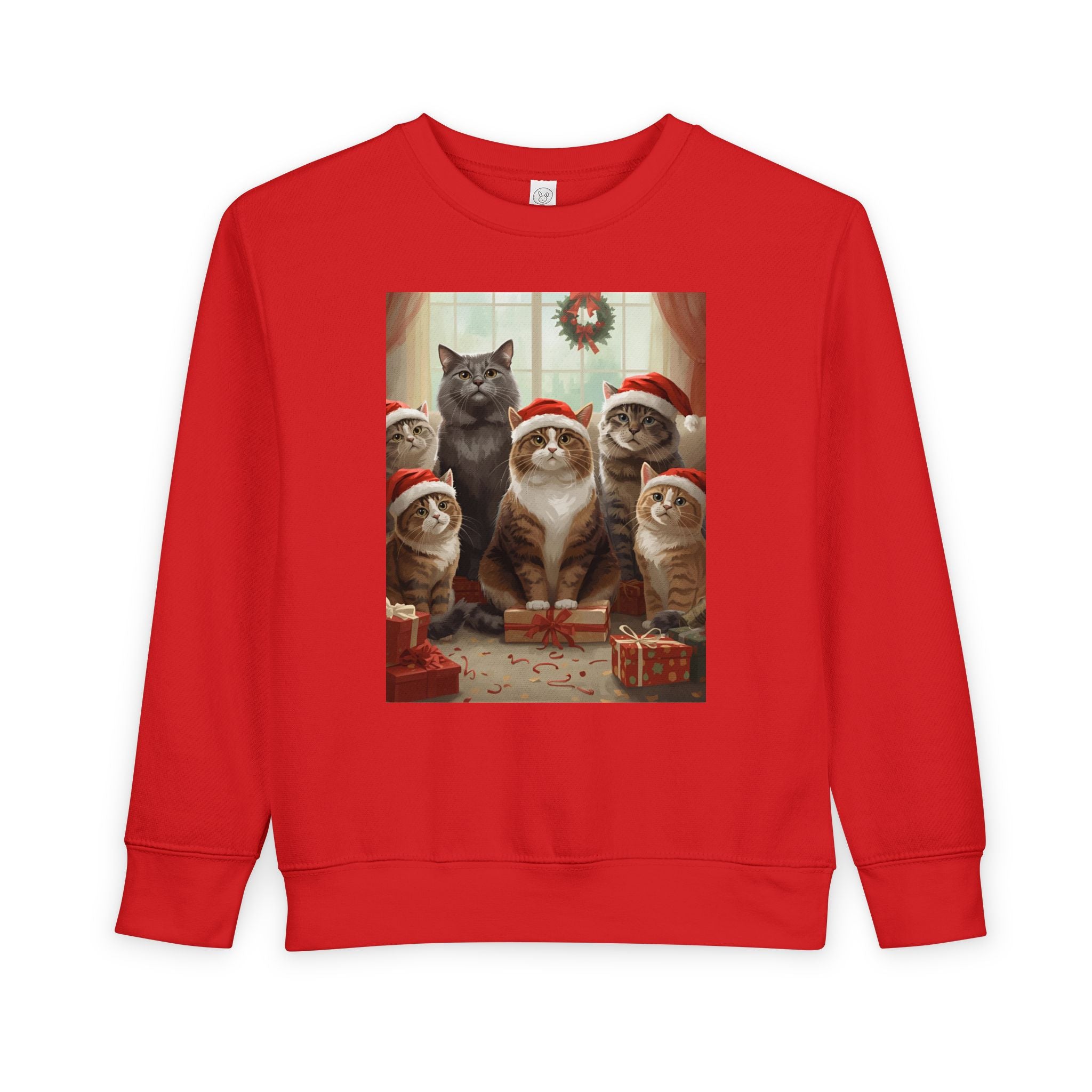 Cute Festive Christmas Cat Toddler Sweatshirt
