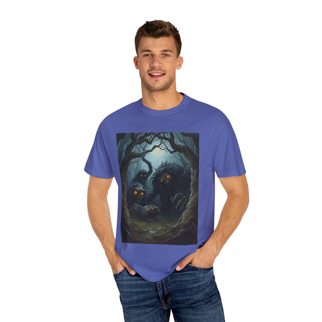 Spooky Mystical Forest T-Shirt | Unisex Garment-Dyed Tee for Nature Lovers | Perfect for Halloween, Casual Wear, Gift Idea