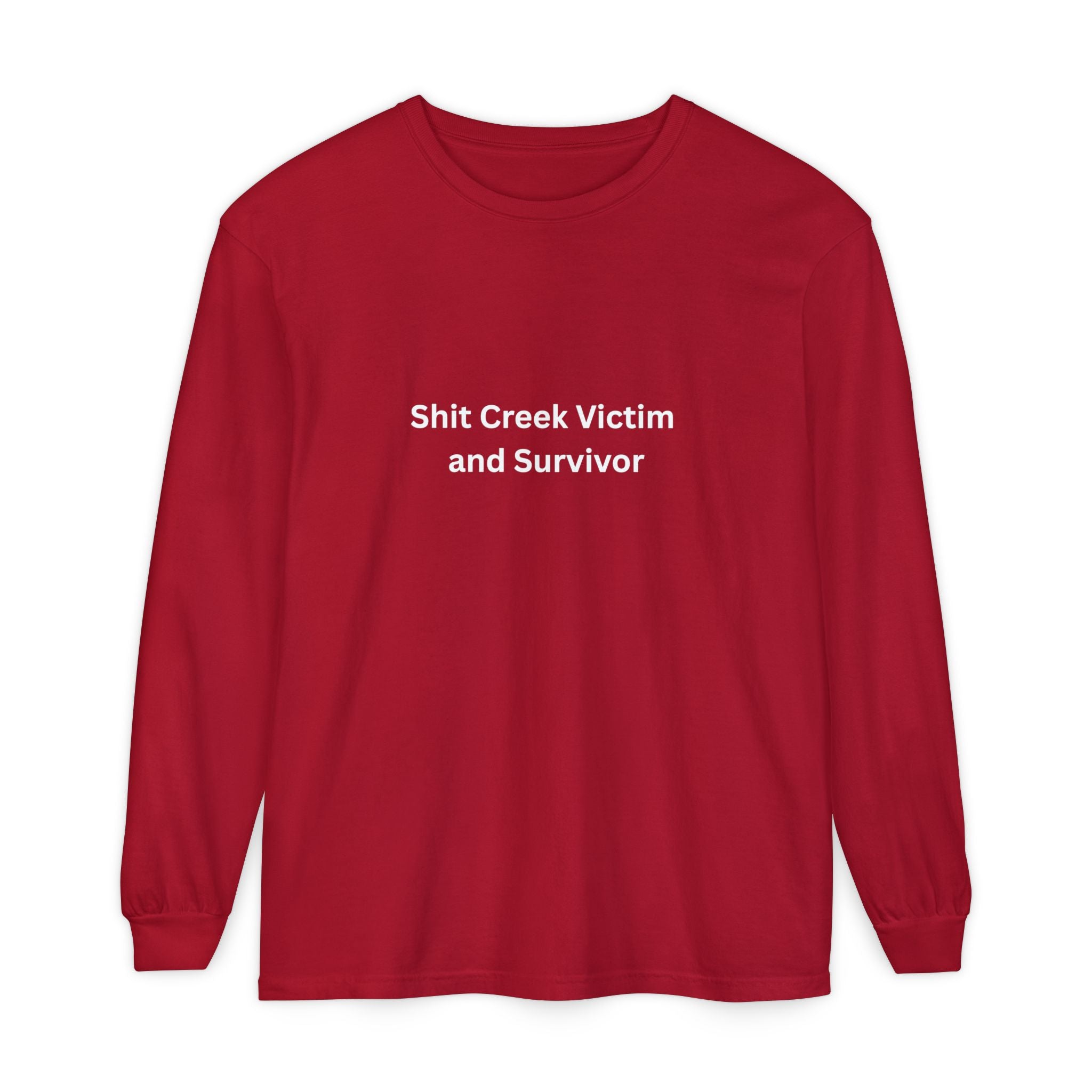 Shit Creek Survivor Long Sleeve T-Shirt, Funny Gift, Casual Wear, Humor Shirt, Birthday Gift, Unisex Apparel