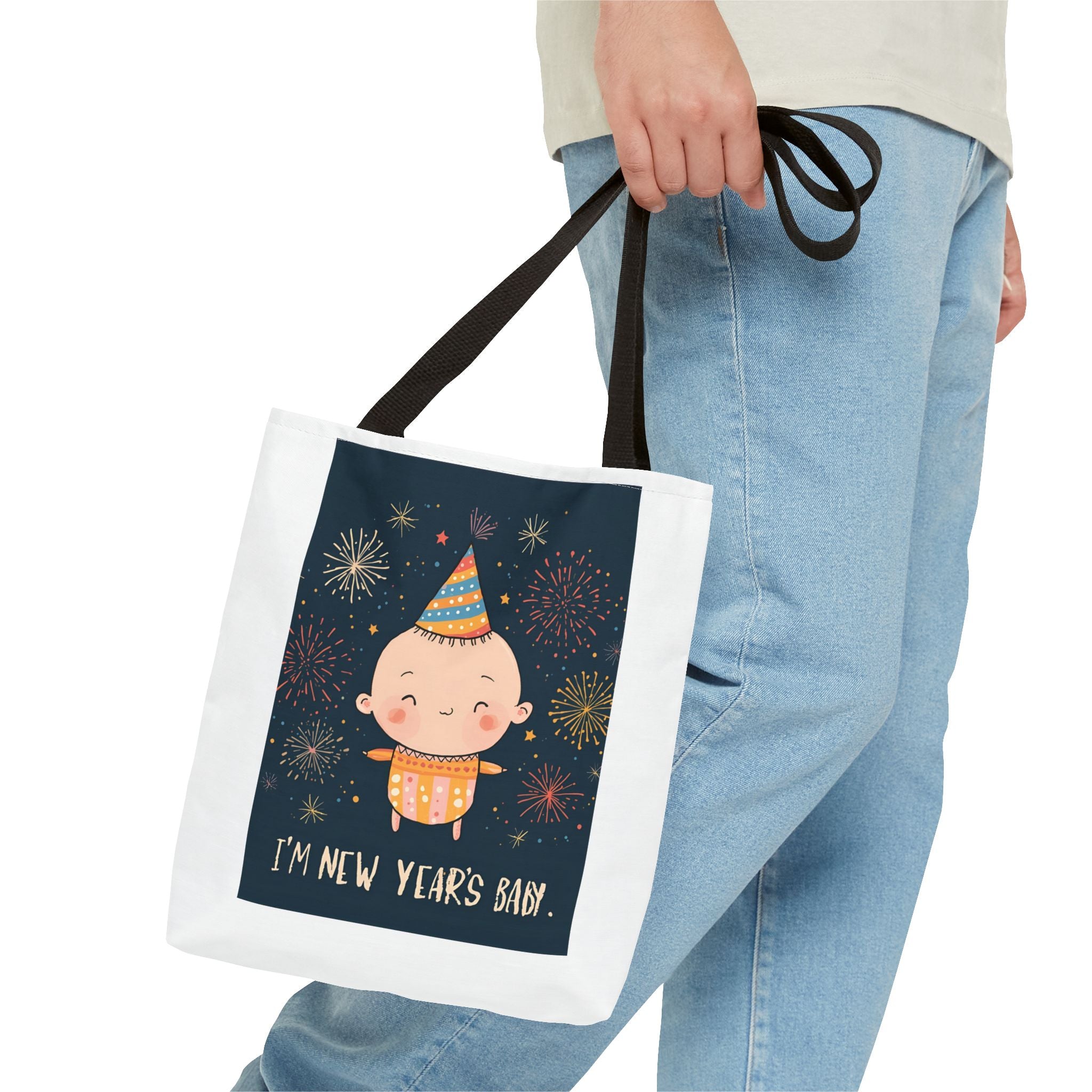 New Year's Baby Tote Bag, Cute Baby Bag, Holiday Gift, Party Essential, Fun Life Accessory, Festive Shopping Bag, New Year's Celebration