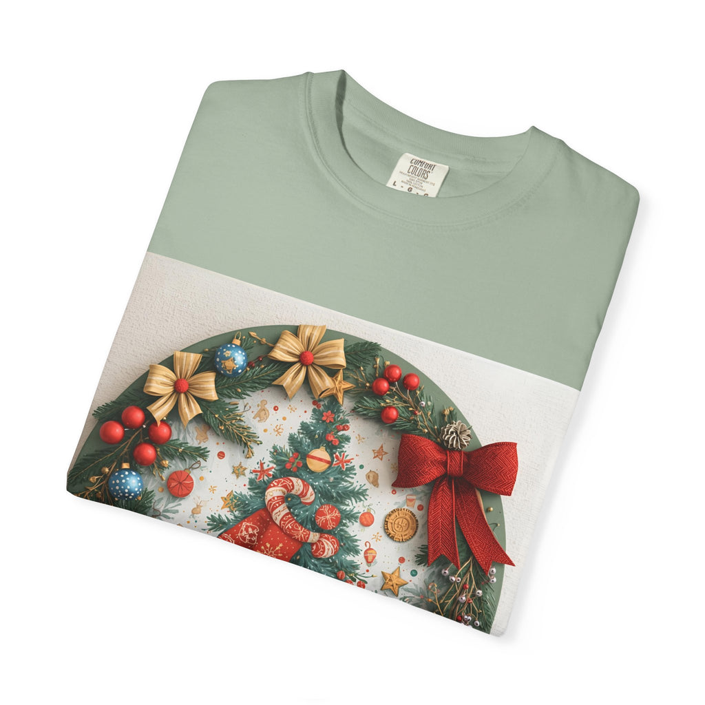 Christmas Wreath Festive Christmas T-shirt, Unisex Holiday Tee, Cheerful Xmas Apparel, Perfect Gift, Winter Celebration Wear, Christmas Spirit Shirt