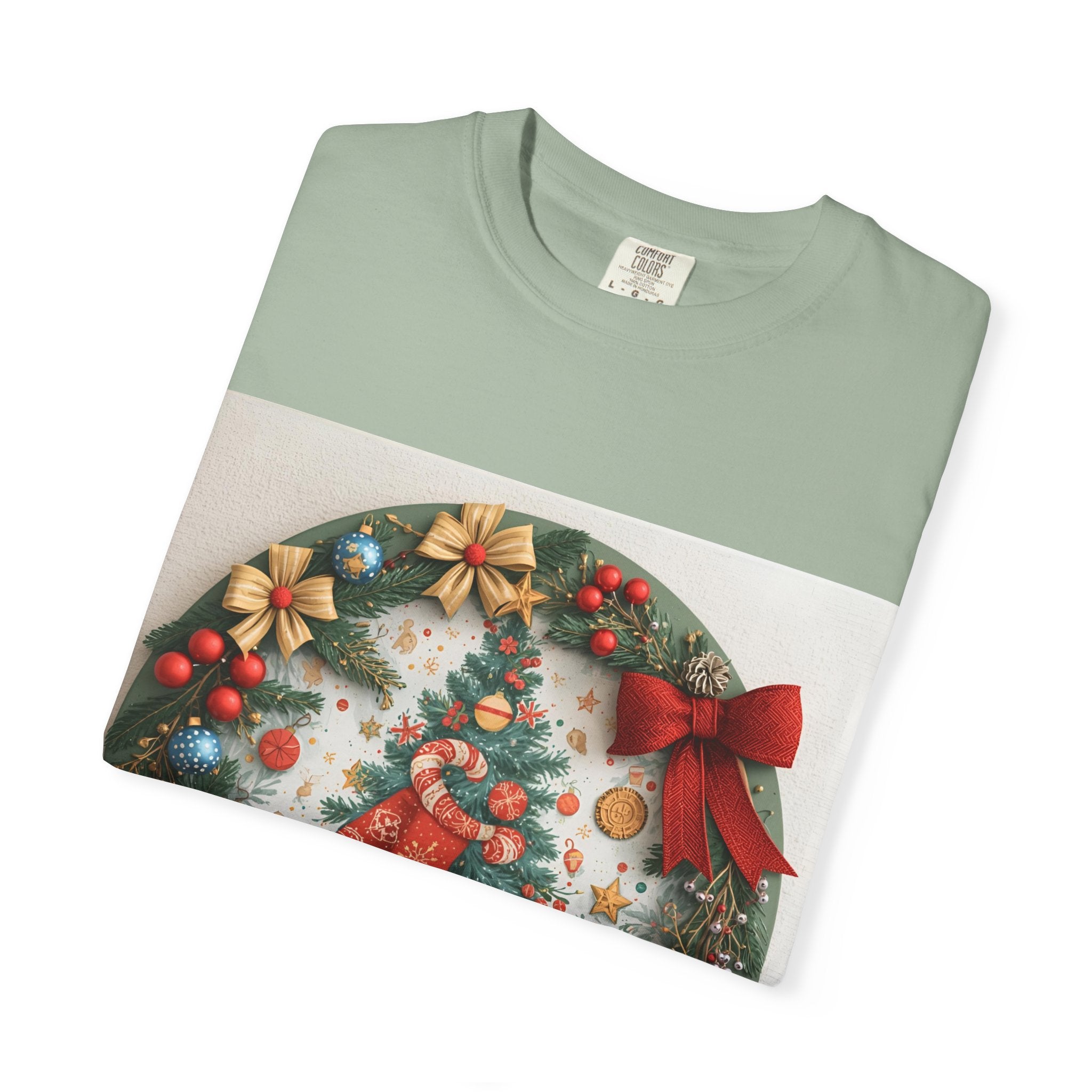 Christmas Wreath Festive Christmas T-shirt, Unisex Holiday Tee, Cheerful Xmas Apparel, Perfect Gift, Winter Celebration Wear, Christmas Spirit Shirt
