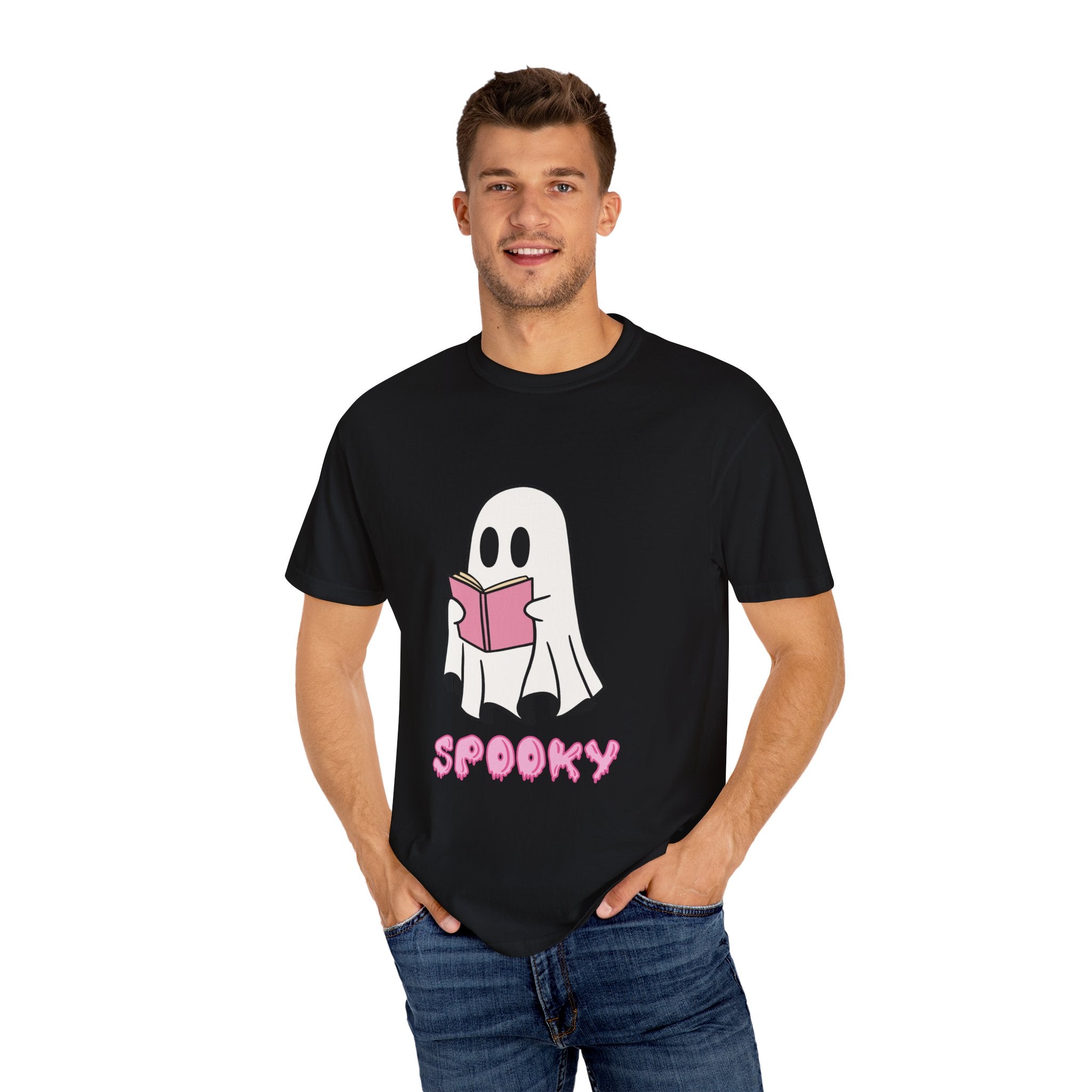 Spooky Ghost Reading T-Shirt | Unisex Halloween Tee, Cute Horror Gift, Cozy Casual Wear, Literary Costume Party, Ghost Lover Shirt