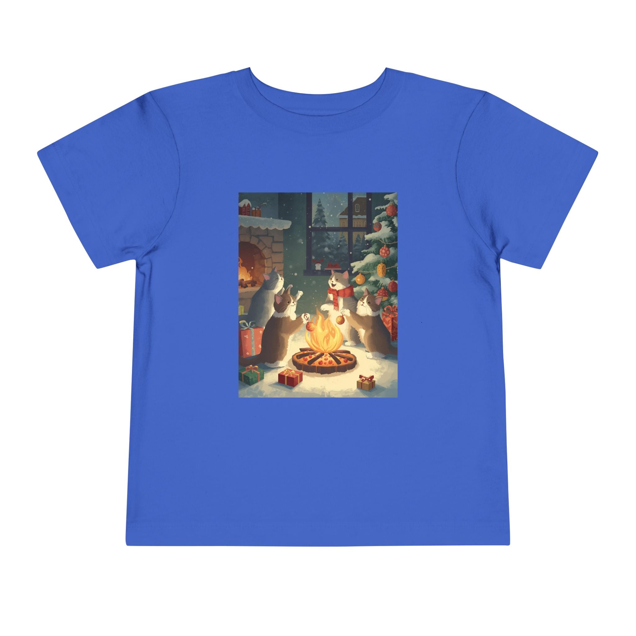 Cute Cat Christmas Festive Toddler Short Sleeve Tee