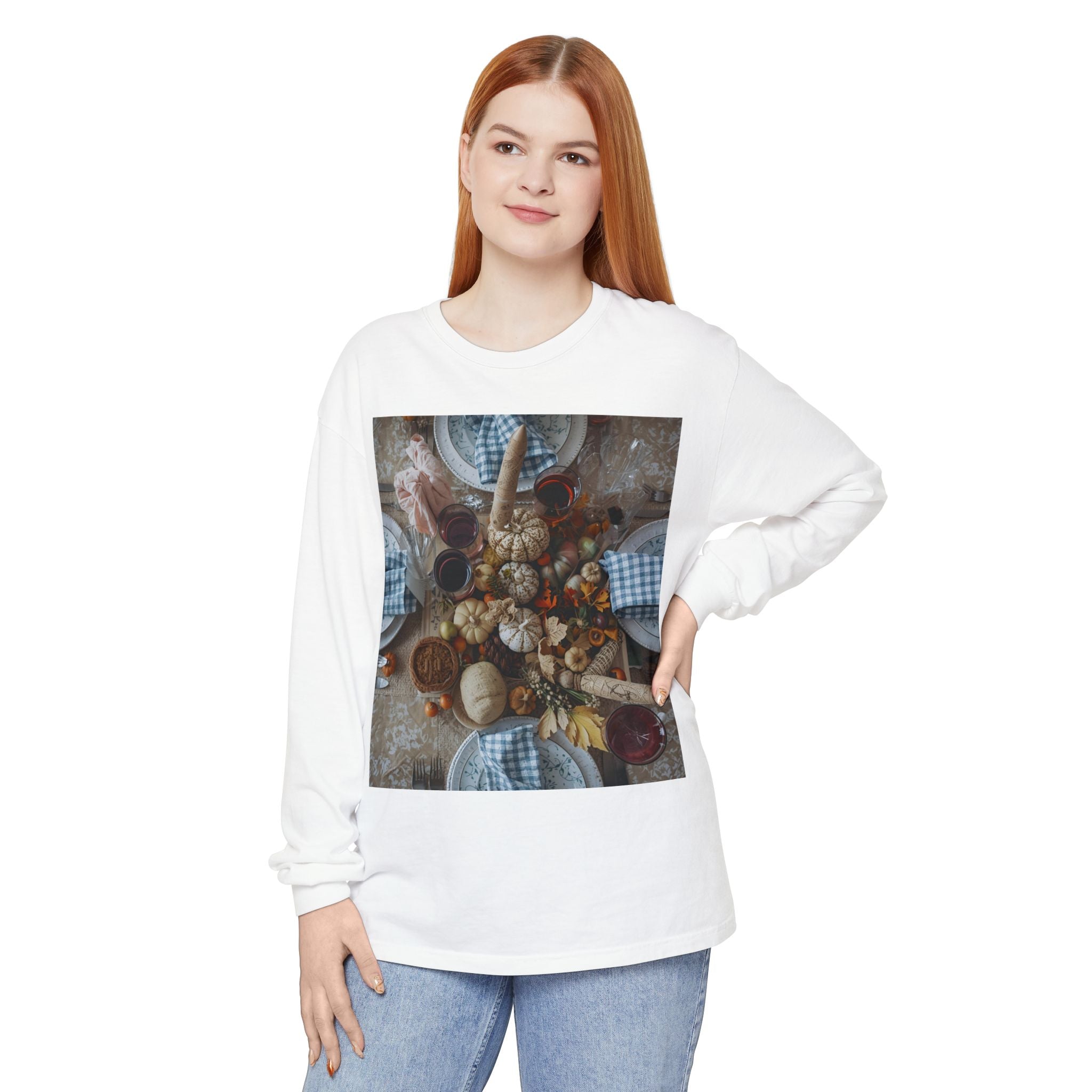 Rustic Gatherings Festive Long Sleeve T-Shirt for Gatherings, Casual Wear, Thanksgiving Shirt, Cozy Gift, Holiday Celebration Tee