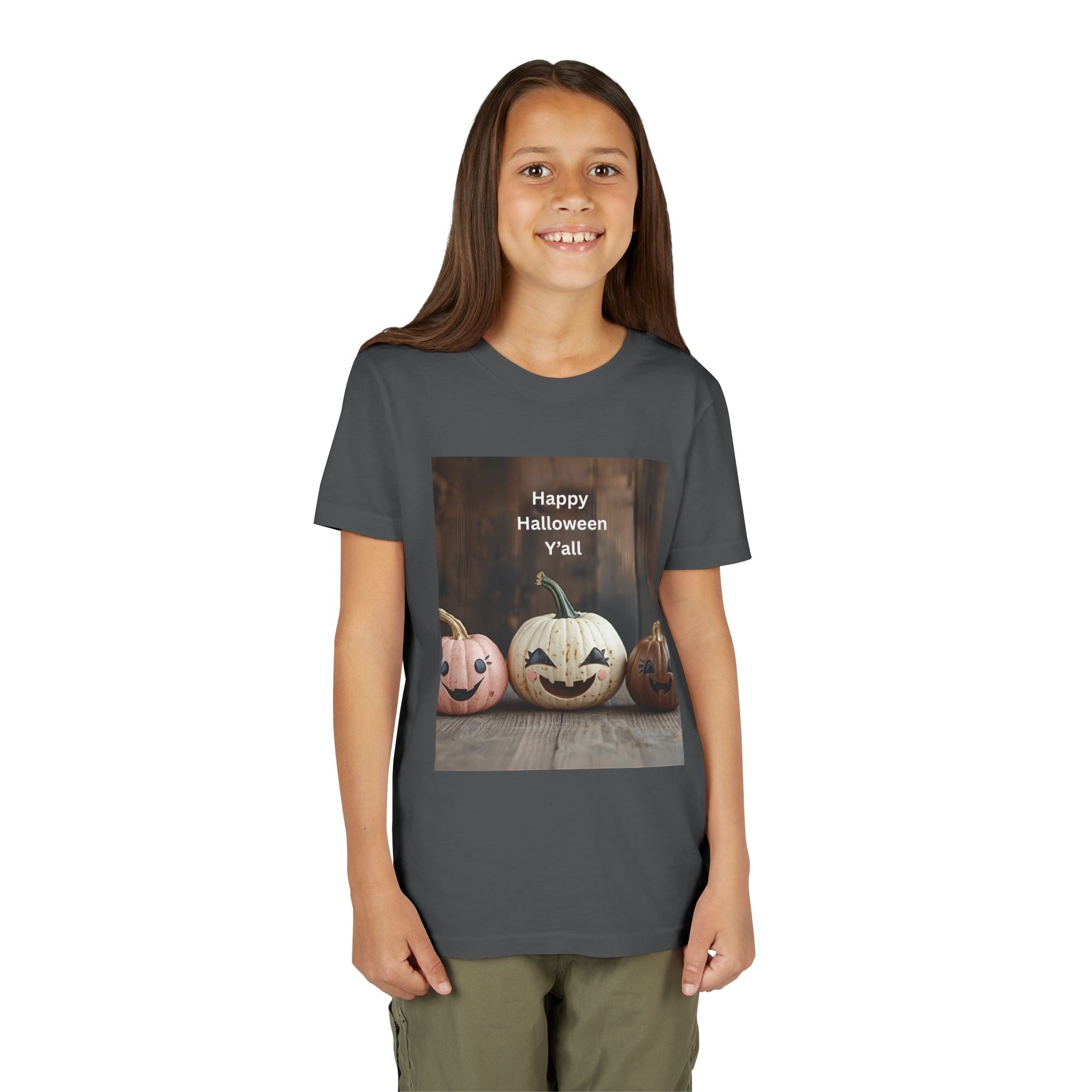 Happy Halloween Youth Tee, Kids Halloween Shirt, Pumpkin T-Shirt, Fall Festival Apparel, Trick or Treat Wear, Spooky Season Top