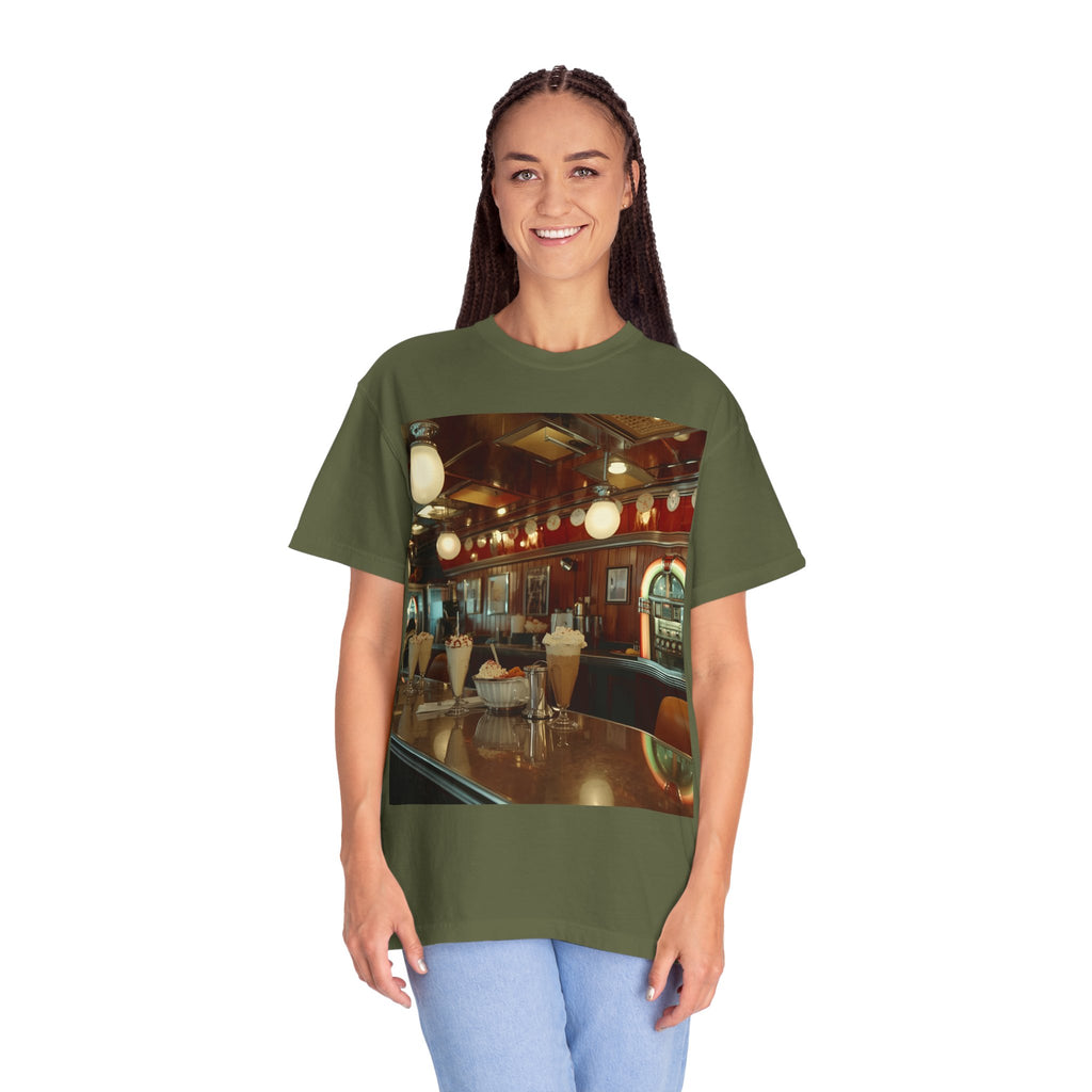 Cozy Vintage Café Vibe Unisex T-shirt, Casual Tee, Retro Style, Gift for Coffee Lovers, Summer Fashion, Everyday Wear