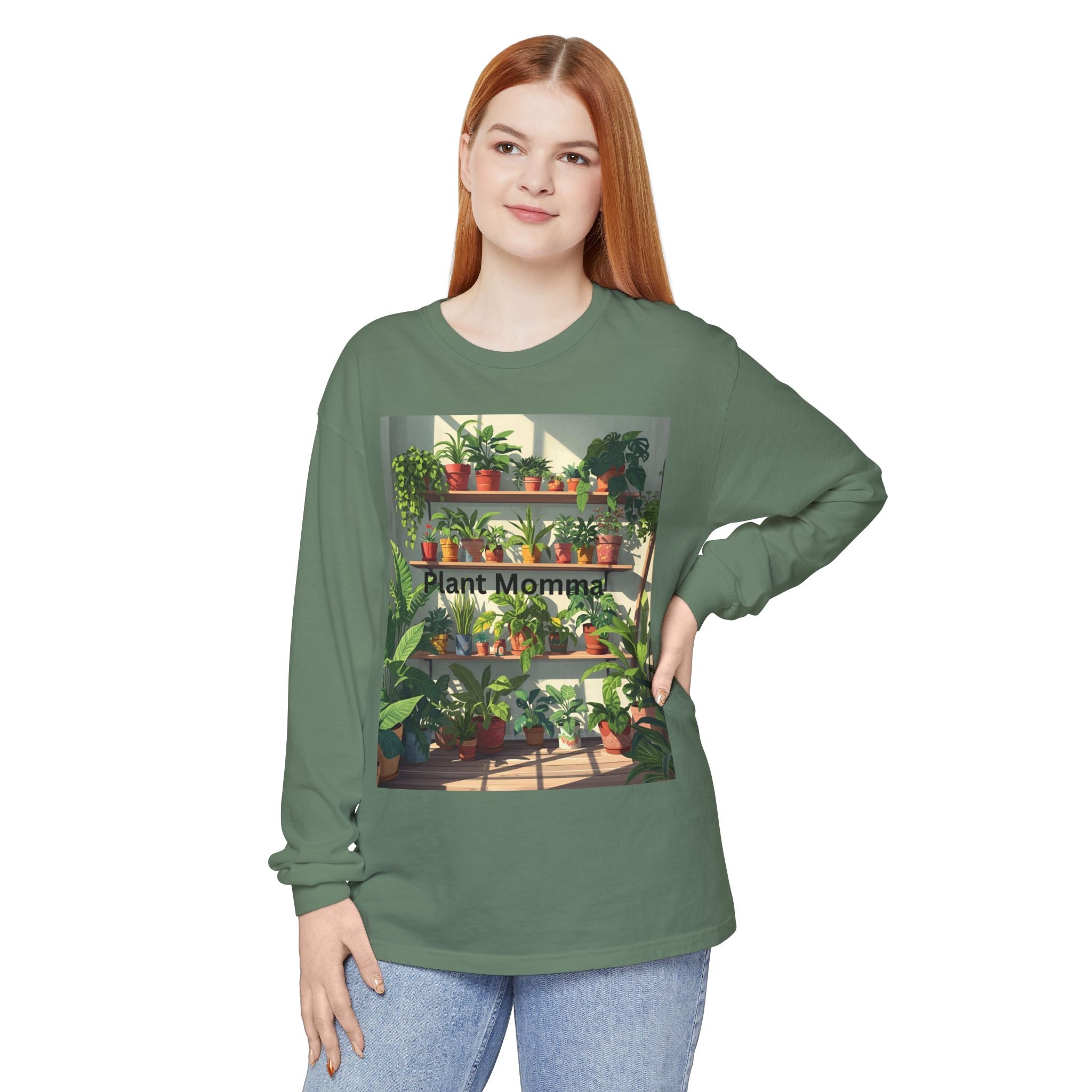 Plant Momma Long Sleeve T-Shirt, Perfect for Plant Lovers, Gardening Gifts, Eco-friendly Fashion, Casual Wear, Spring Celebrations