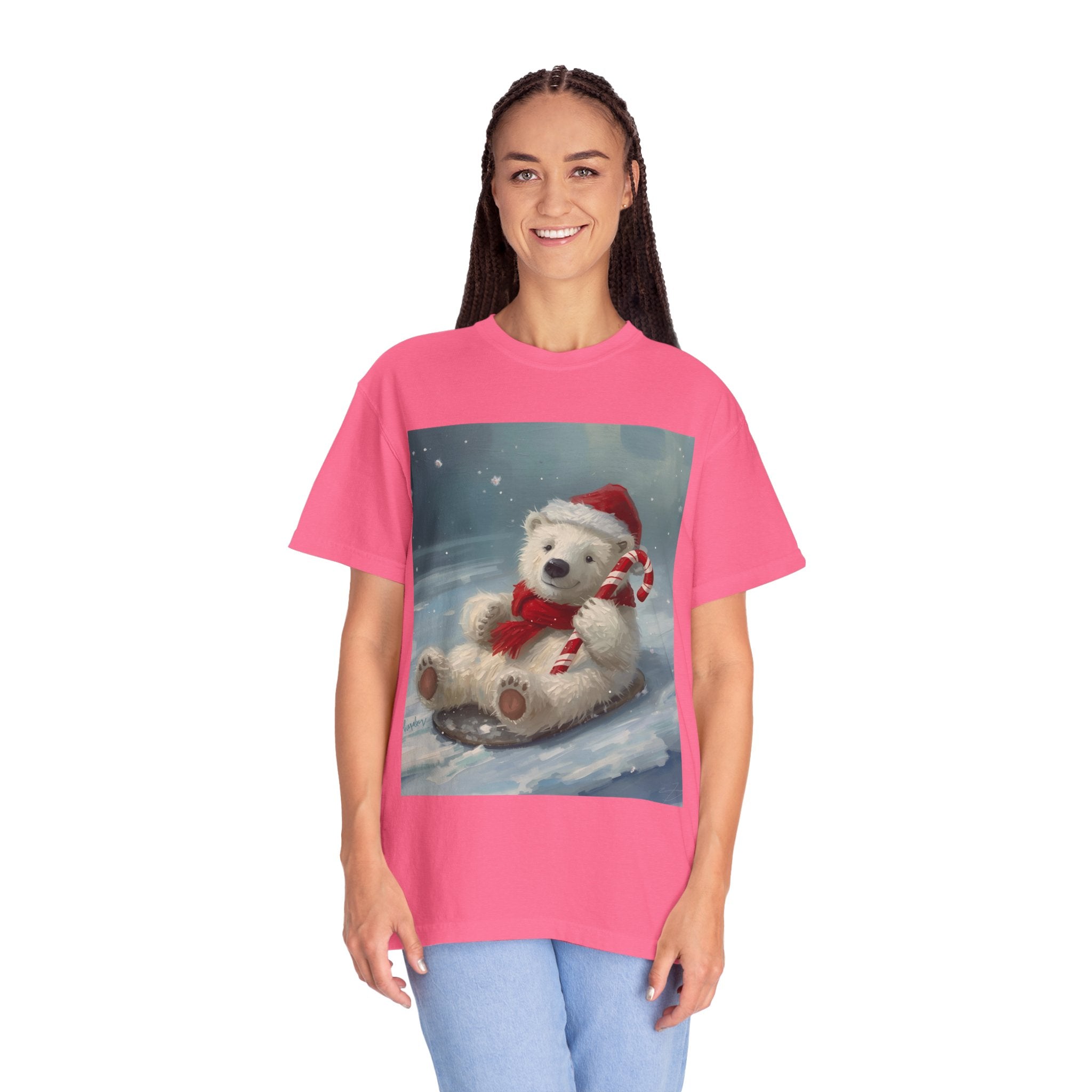 Cozy Christmas Bear T-Shirt, Winter Apparel, Holiday Gift, Family Matching Tee, Cute Polar Bear Design, Festive Outfit