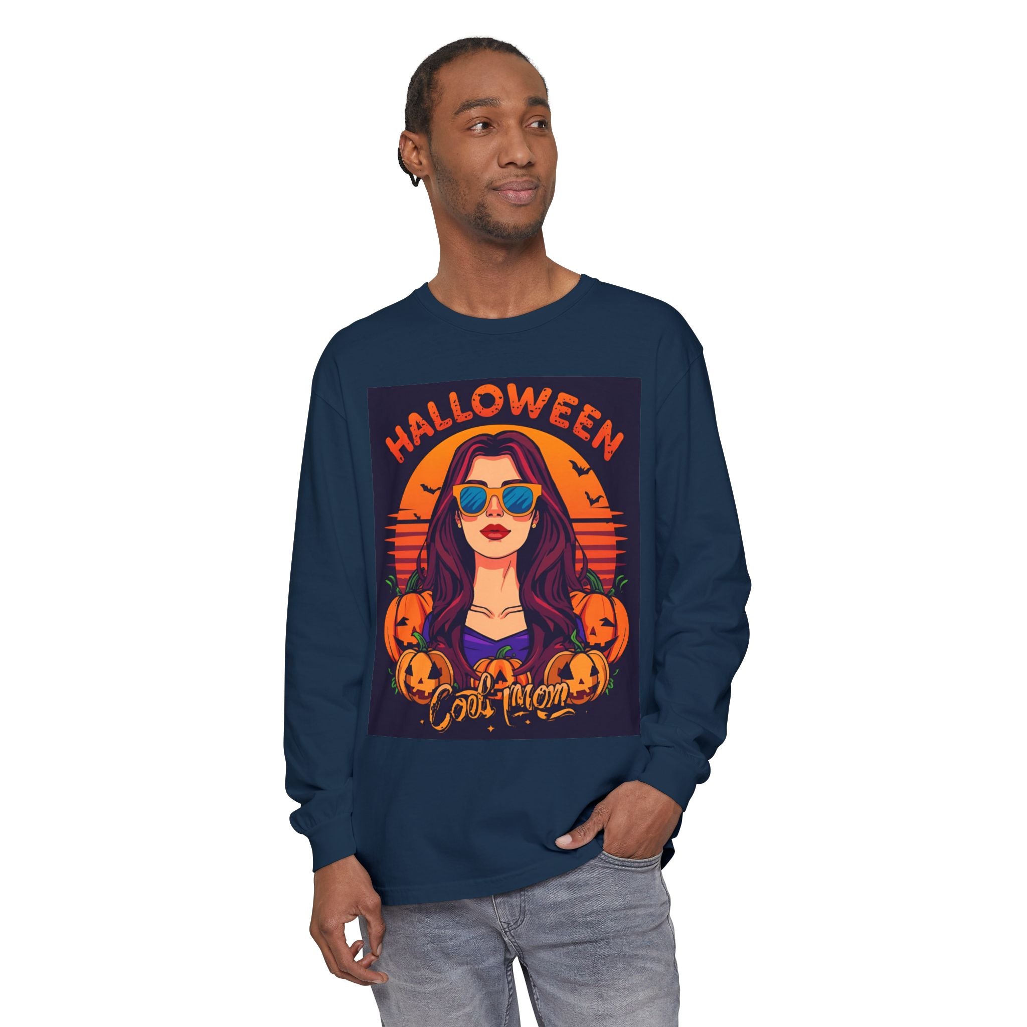 Halloween Themed Unisex Garment-dyed Long Sleeve T-Shirt